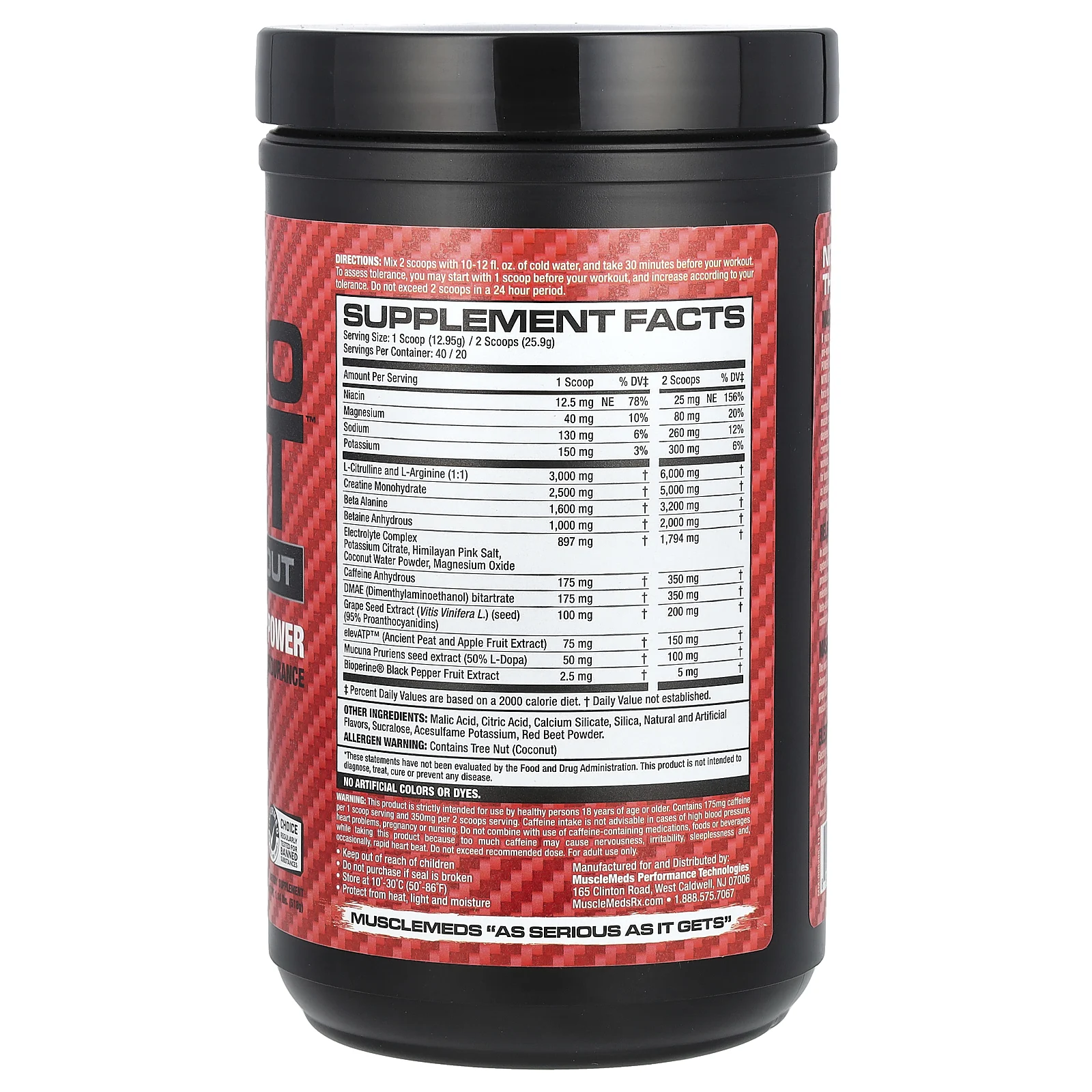 MuscleMeds, Nitro Lift ™, предтренировочный комплекс, вишня и лайм, 518 г (1,14 фунта)