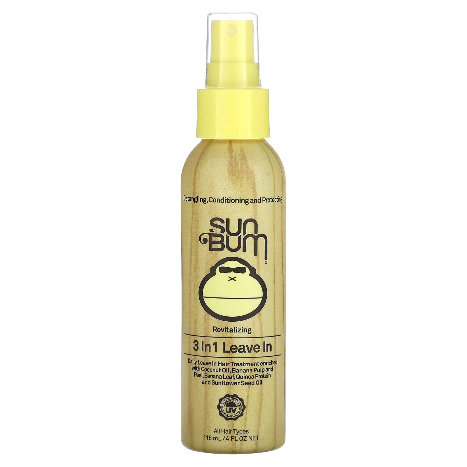 Sun Bum, Восстанавливающее несмываемое средство 3 в 1, для всех типов волос, 118 мл (4 жидк. Унции)
