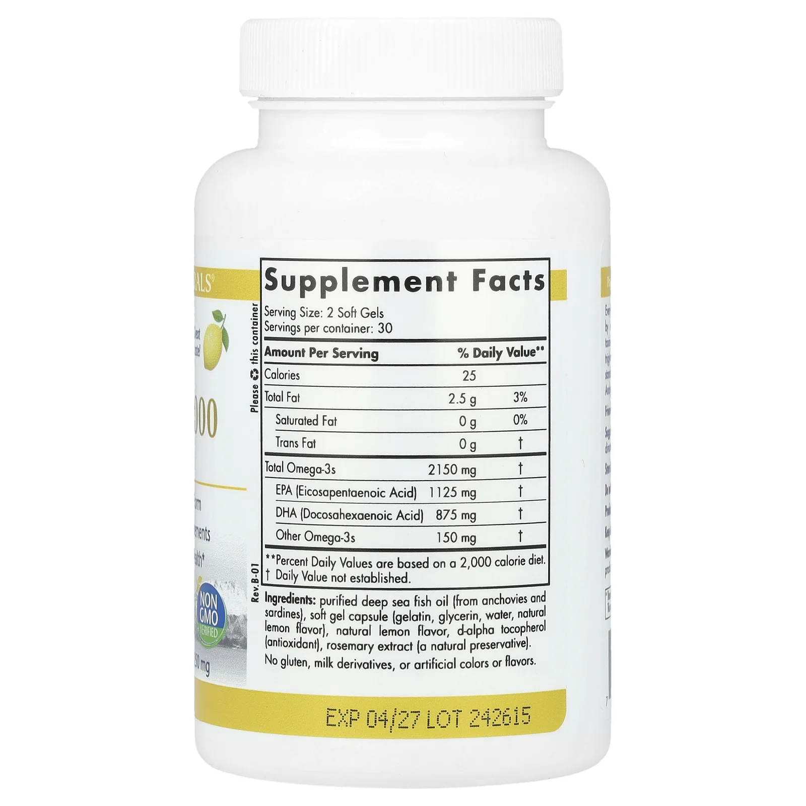 Nordic Naturals, ProOmega 2000, лимон, 1250 мг, 60 мягких желатиновых капсул