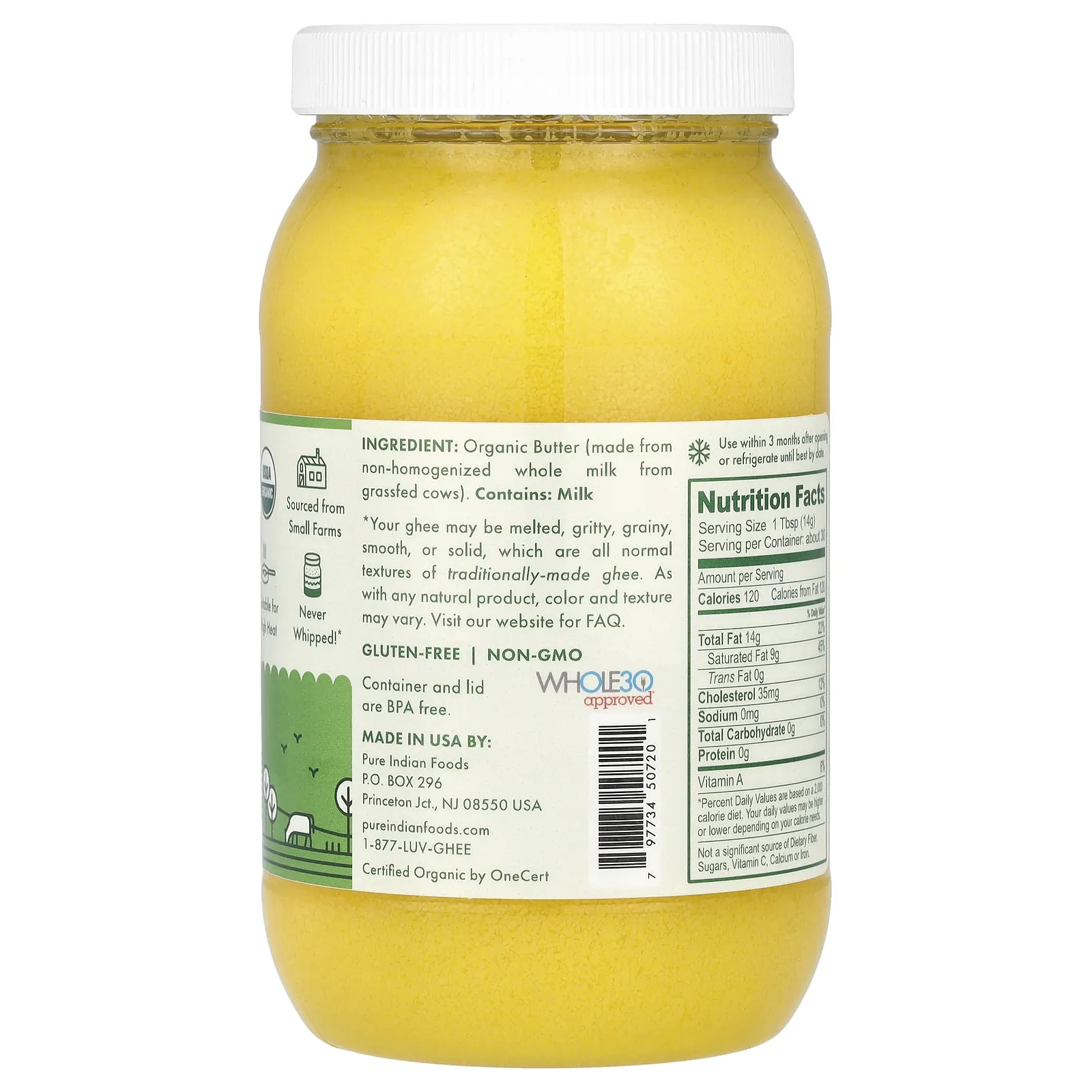 Pure Indian Foods, топленое масло гхи, 100% органический продукт из молока буйволиц, вскормленных на подножном корме, 425 г (15 унций)