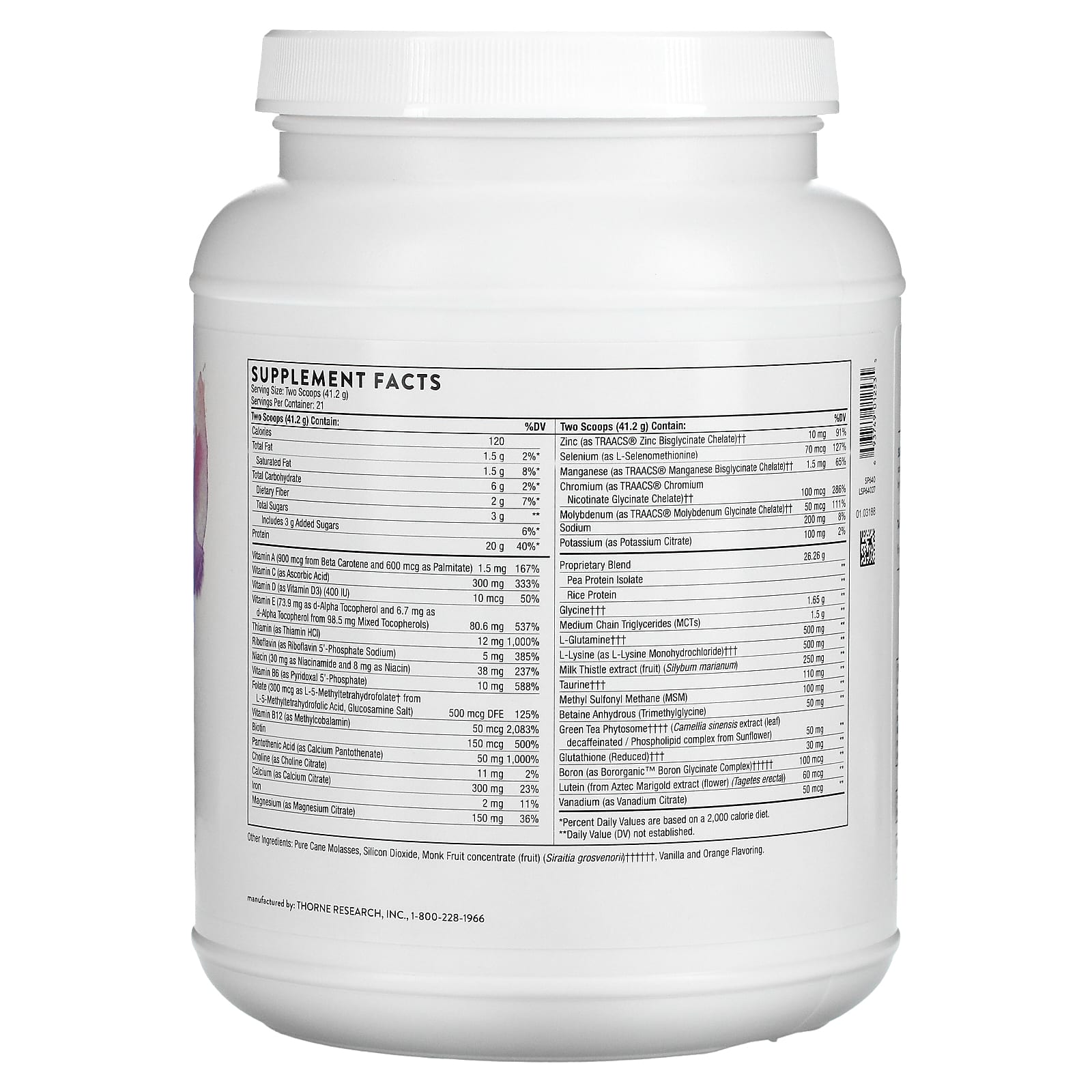 Thorne, MediClear, апельсин и ваниль, 865 г (30,5 унции)