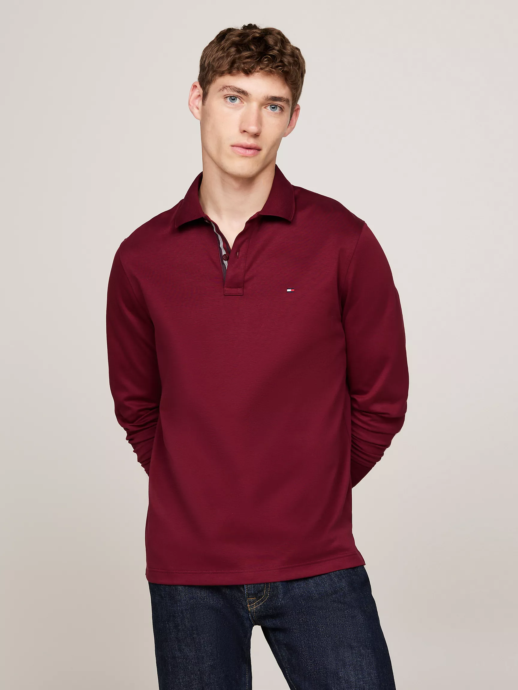 Мужское поло Tommy Hilfiger, Жаккардовое поло стандартного кроя с длинными рукавами