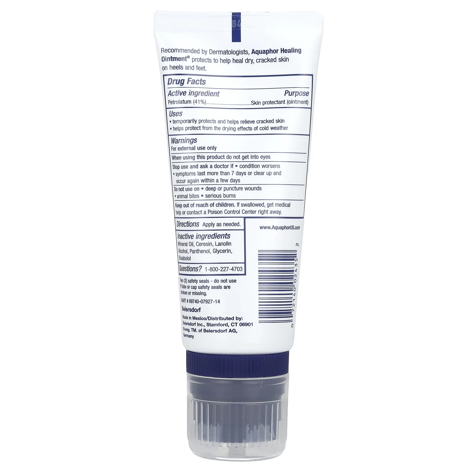 Aquaphor, Advanced Therapy, заживляющая мазь для пяток и ступней, 85 г (3 унции)