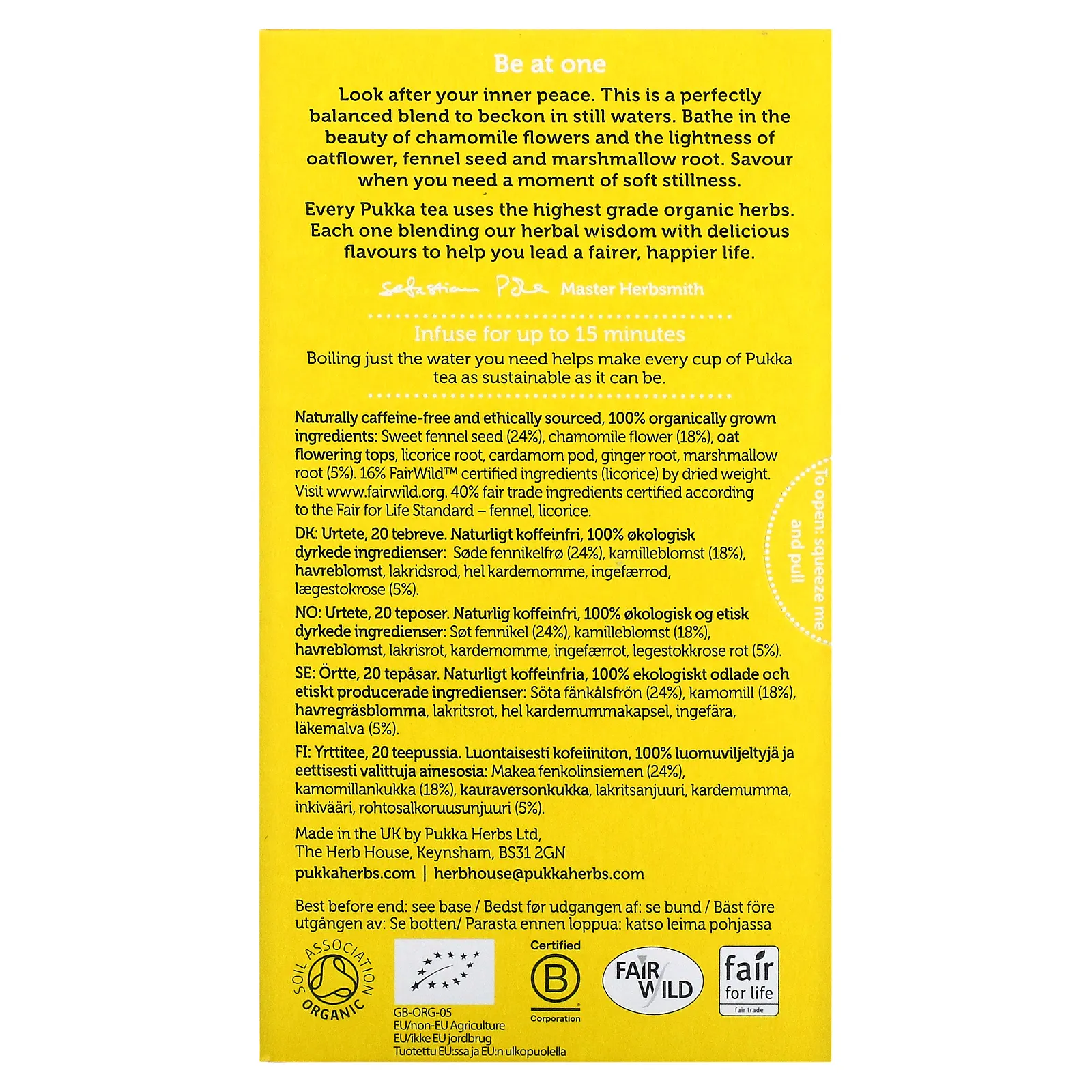 Pukka Herbs, Органический травяной чай, Relax, без кофеина, 20 пакетиков, 40 г (1,41 унции)