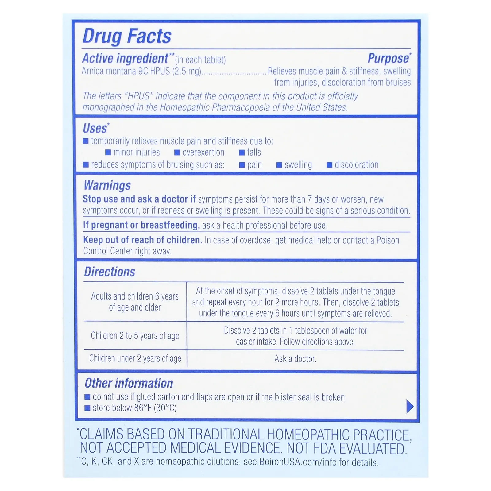 Boiron, Arnicare, таблетки для рассасывания арники (Arnica montana), без добавок, 60 таблеток для рассасывания