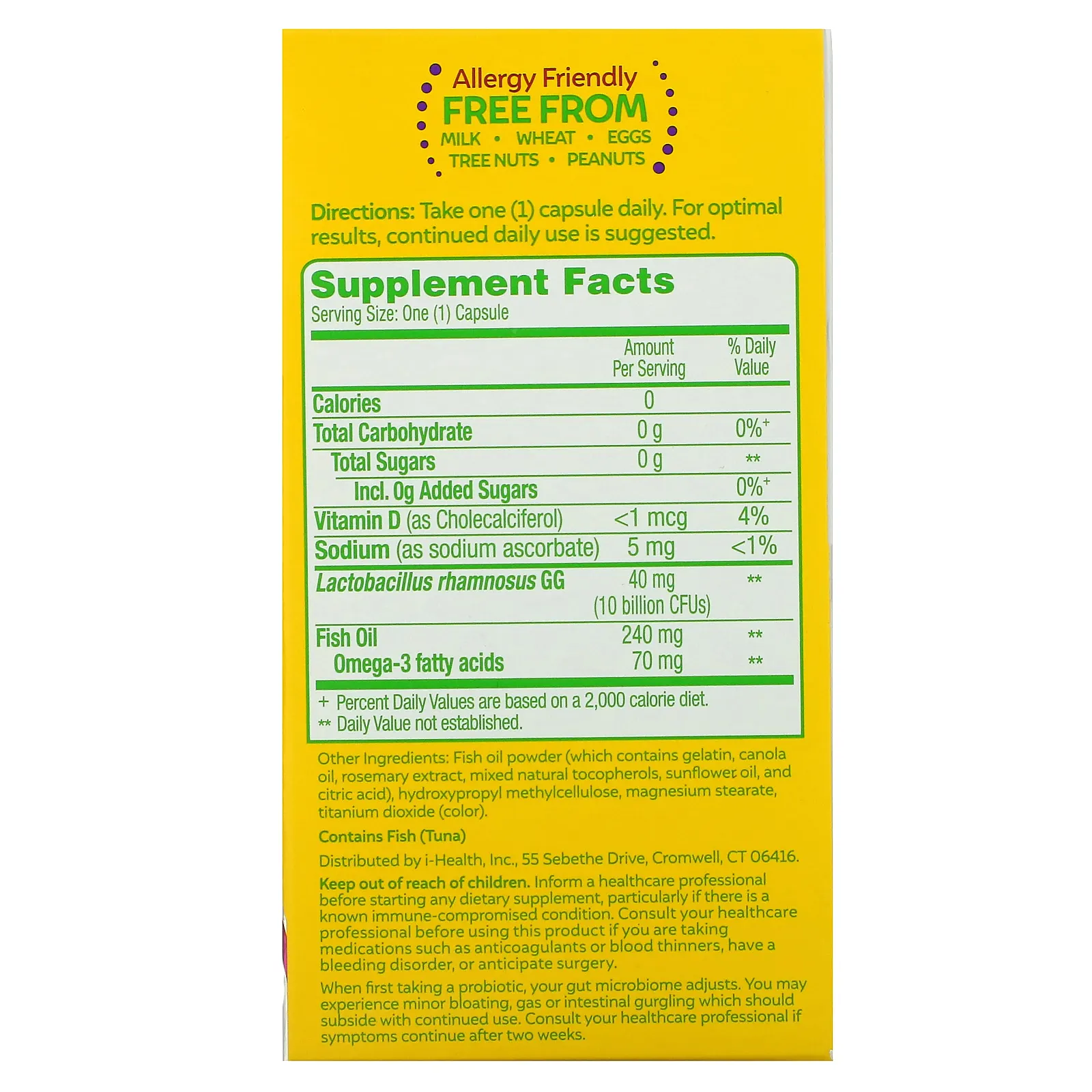 Culturelle, Пробиотики, полный пробиотик 3 в 1 с омега-3, 30 капсул для приема один раз в день