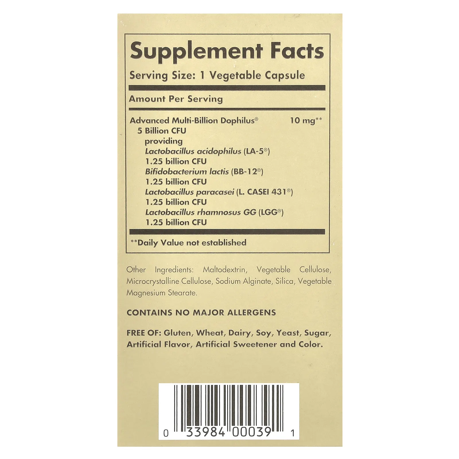 Solgar, Advanced Multi-Billion Dophilus, пробиотик, 60 растительных капсул