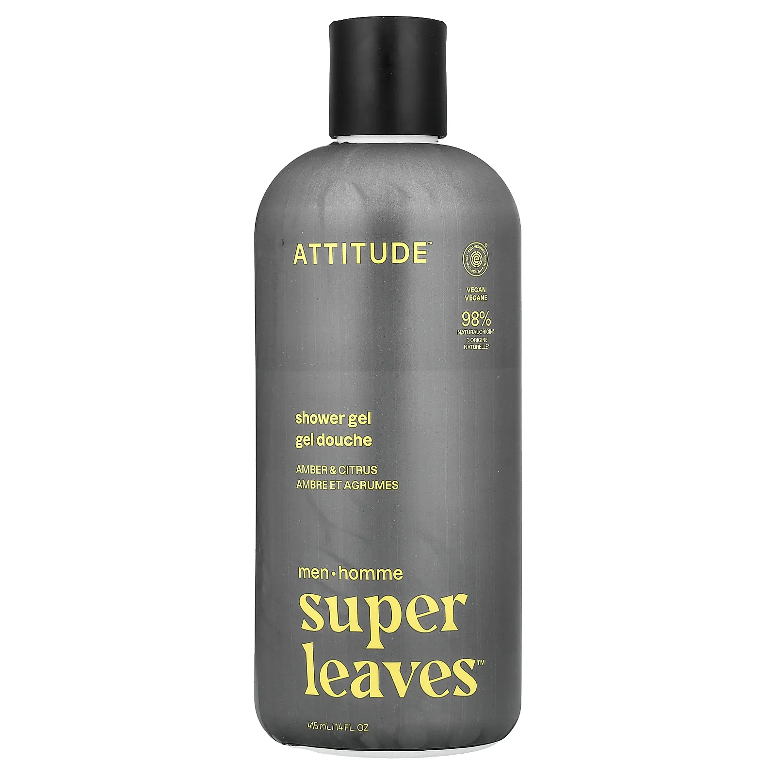 ATTITUDE, Super Leaves™, гель для душа, для мужчин, янтарь и цитрус, 415 мл (14 жидк. унций)