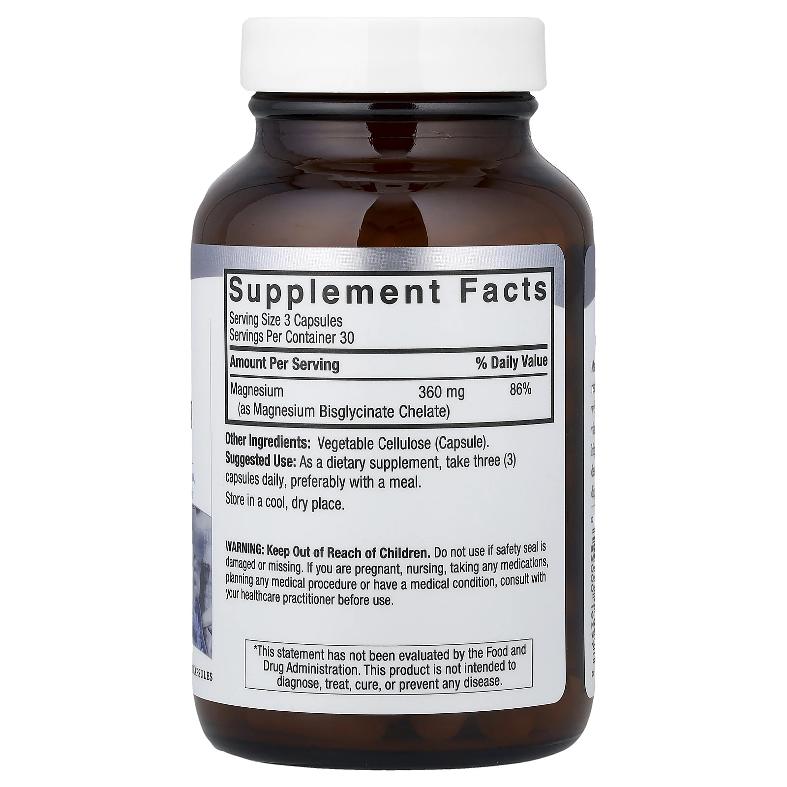 Nature's Answer, глицинат магния, высокая степень усвояемости, 90 вегетарианских капсул (120 мг в 1 капсуле)