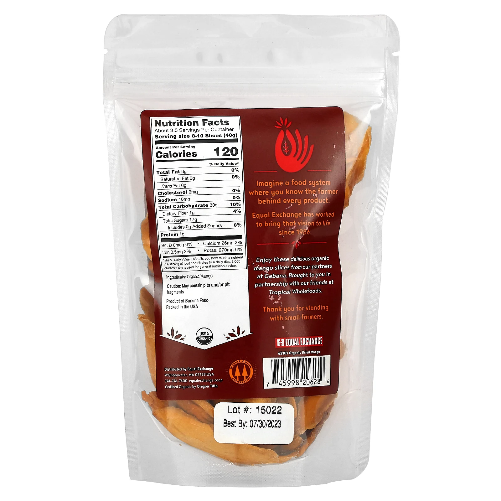 Equal Exchange, Органическое сушеное манго, 142 г (5 унций)