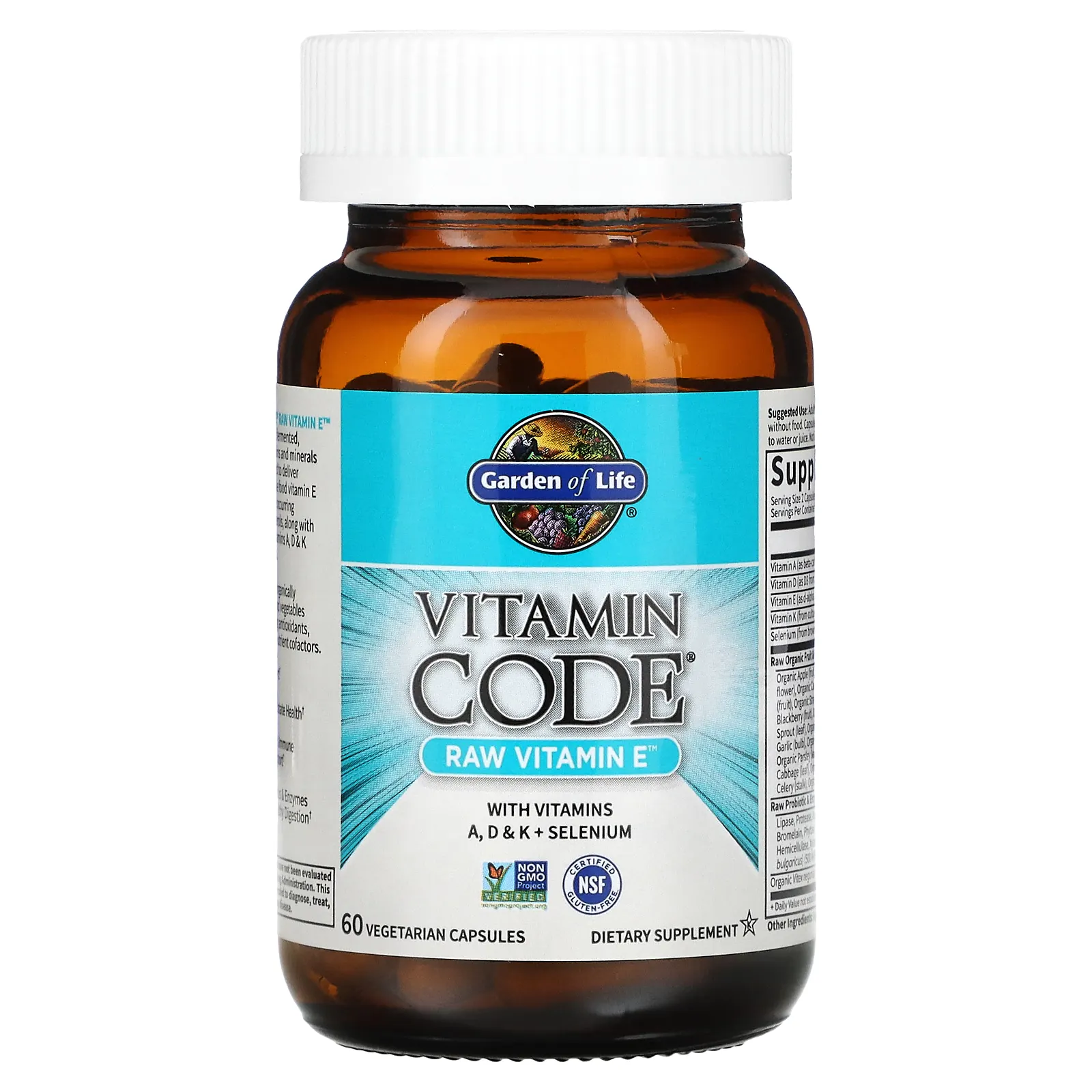Garden of Life, Vitamin Code®, сырой витамин E, 60 растительных капсул