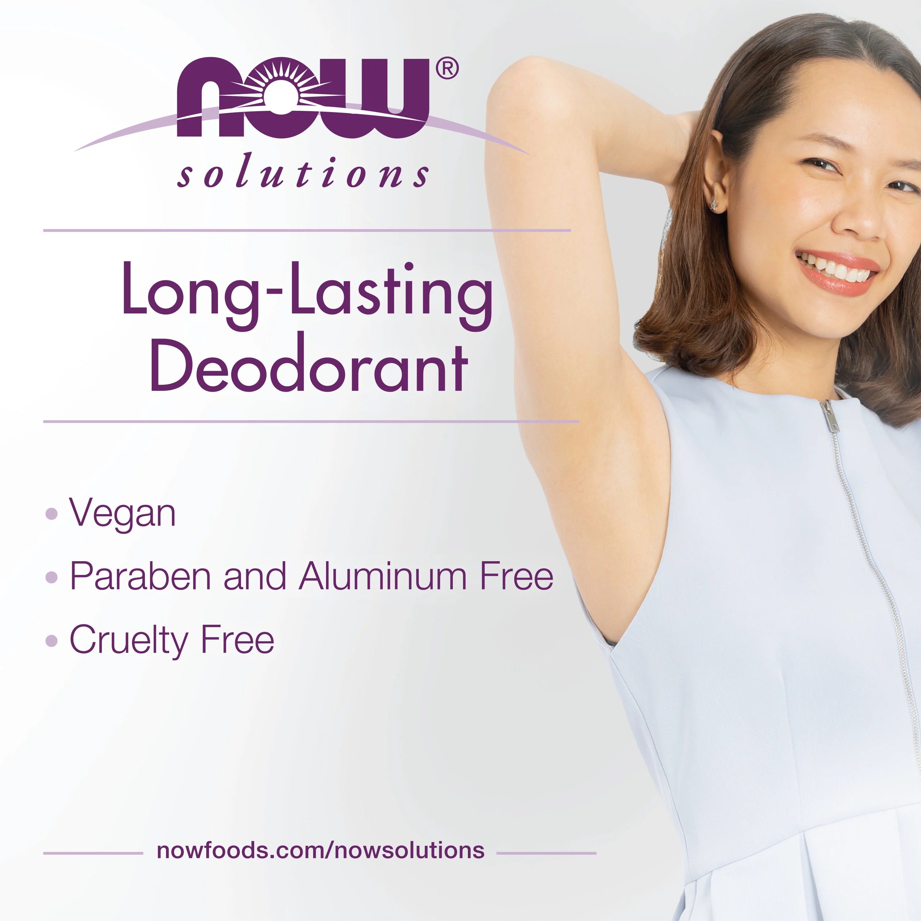 NOW Foods, Solutions, дезодорант-карандаш длительного действия, освежающая лаванда, 62 г (2,2 унции)