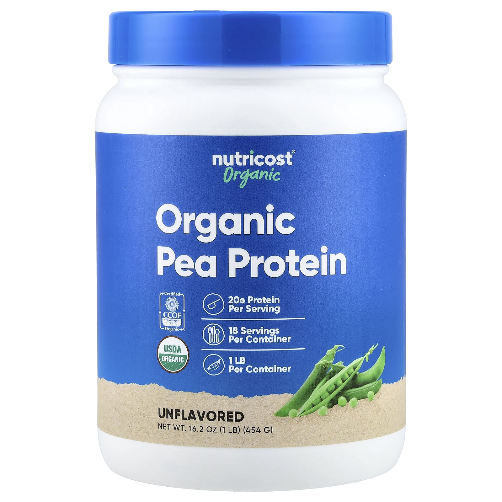 Nutricost, органический гороховый протеин, без добавок, 454 г (1 фунт)