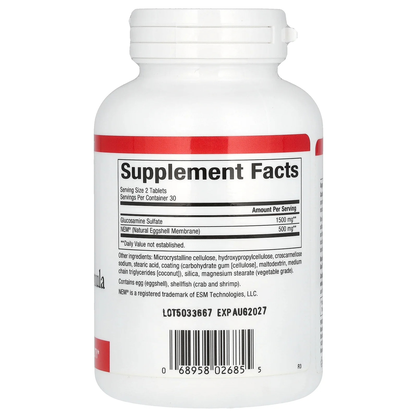 Natural Factors, NEM, средство для коленей и суставов с глюкозамином, 60 таблеток