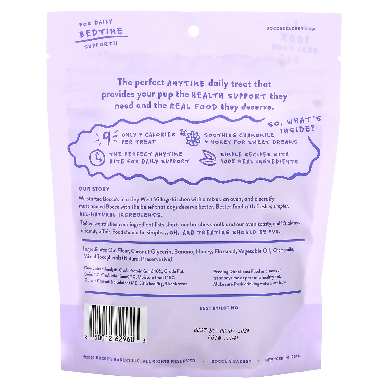 Bocce's Bakery, Dailies, Sweet Dreams, для собак, рецепт с бананом и медом, 170 г (6 унций)