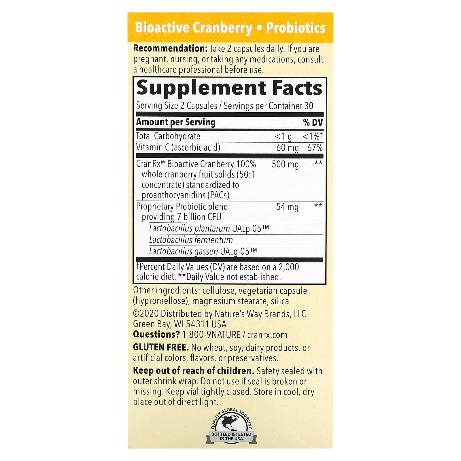 Nature's Way, CranRx, уход для женщин с пробиотиками, 60 капсул