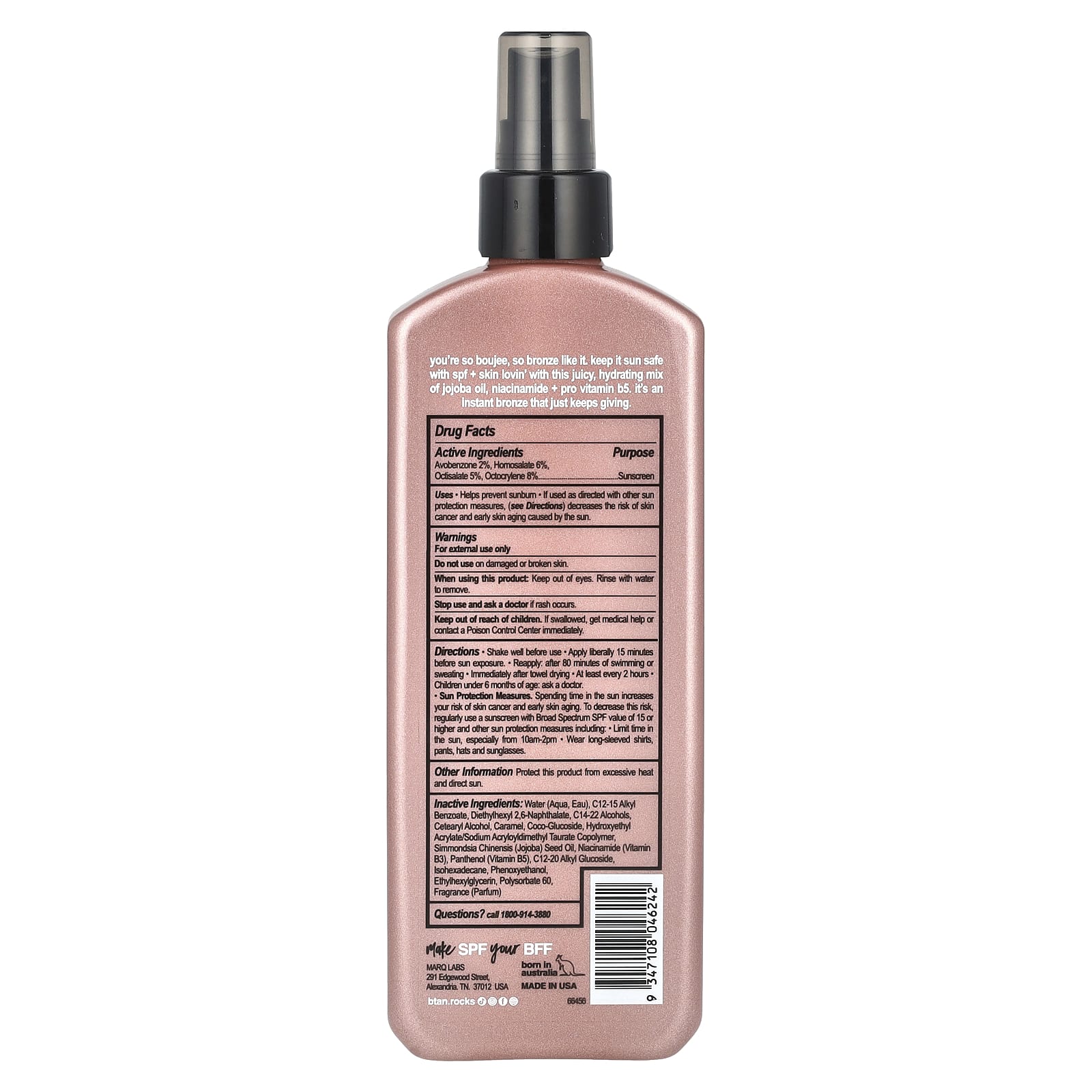 b.tan, Bronzed and Boujee, бронзирующий лосьон-спрей, SPF 15, 250 мл (8,45 жидк. Унции)