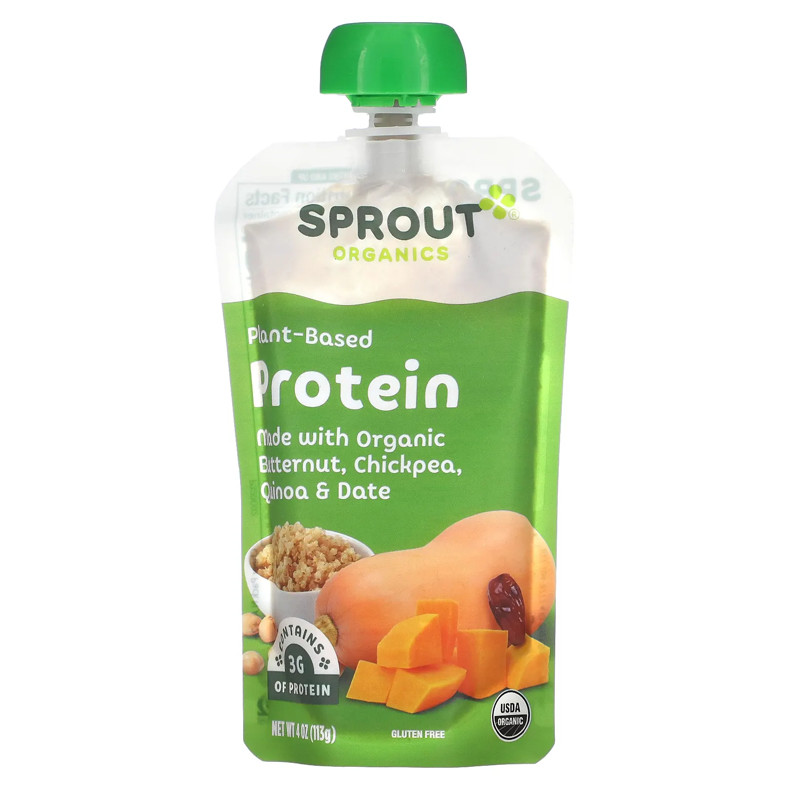 Sprout Organics, Детское питание, Этап 3, Мускатная тыква, нут, киноа, финики, 4 унц. (113 г)
