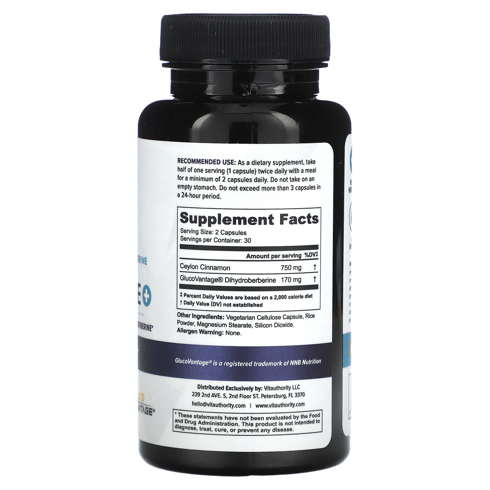 Vitauthority, Berberine Plus с дигидроберберином и цейлонской корицей, 60 вегетарианских капсул