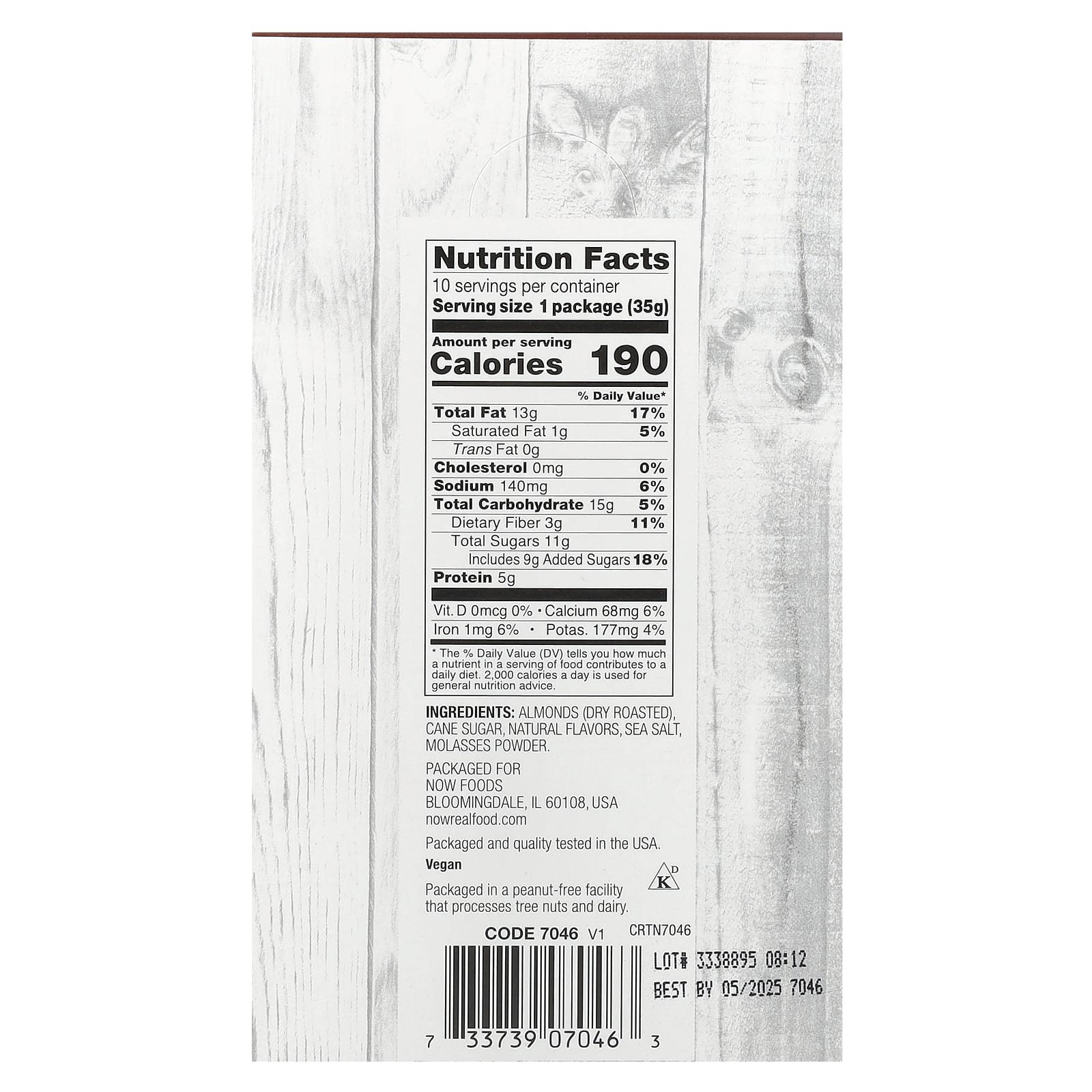 NOW Foods, Миндаль с соленой карамелью, 10 порционных пакетиков, 35 г (1,25 унции)