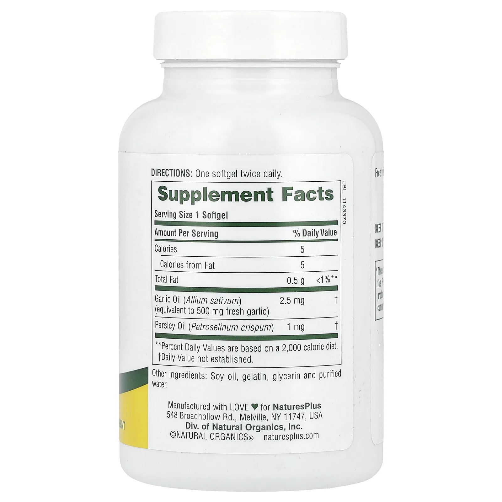 NaturesPlus, масло чеснока и петрушки, 180 капсул