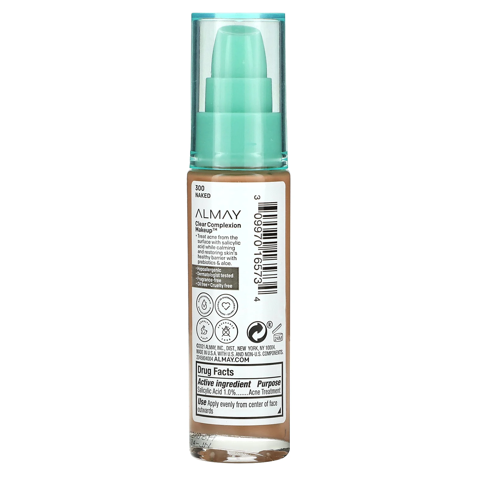 Almay, Clear Complexion Makeup, тон 300 Naked, 30 мл (1 жидк. унция)