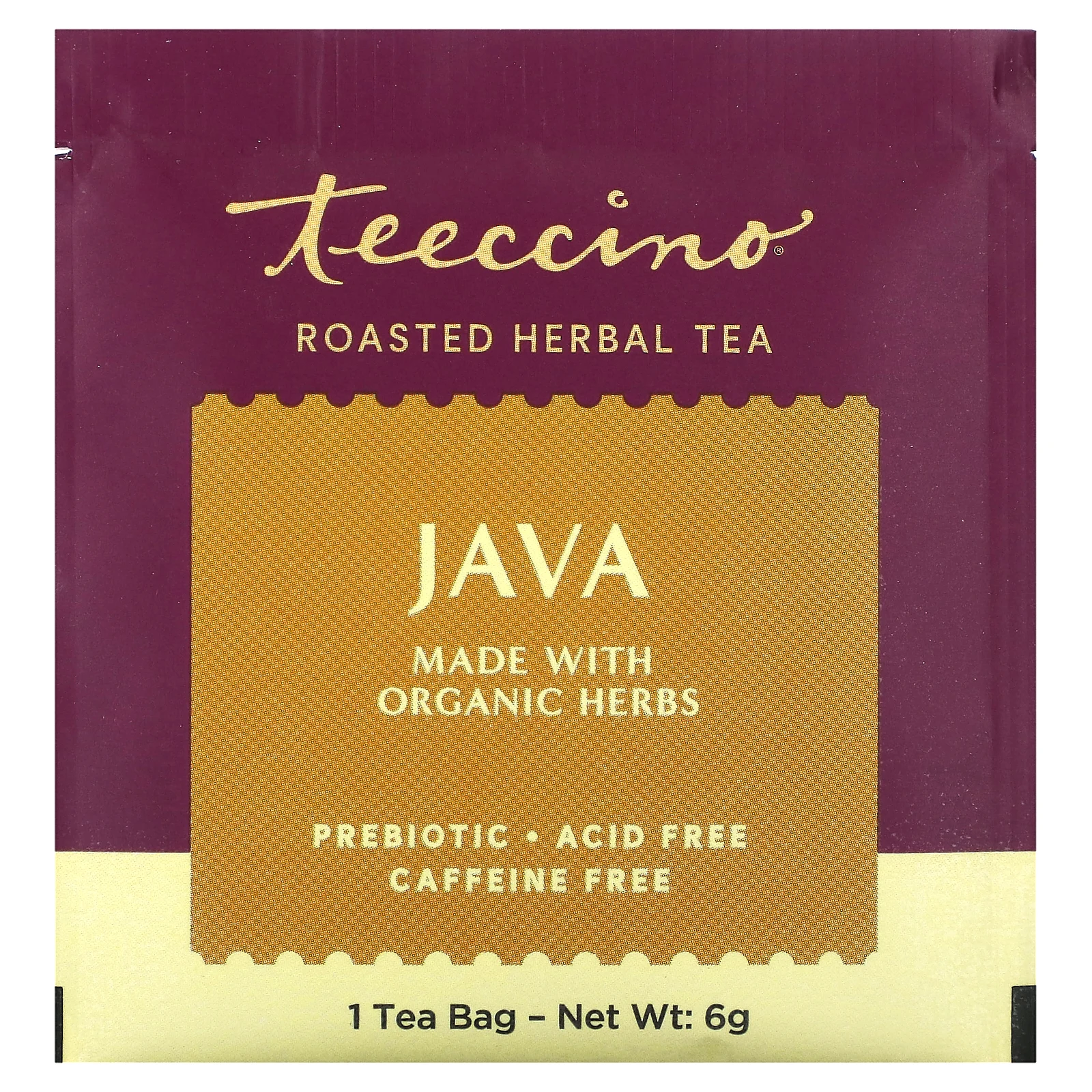 Teeccino, Жареный травяной чай, Java, без кофеина, 25 чайных пакетиков, 150 г (5,3 унции)