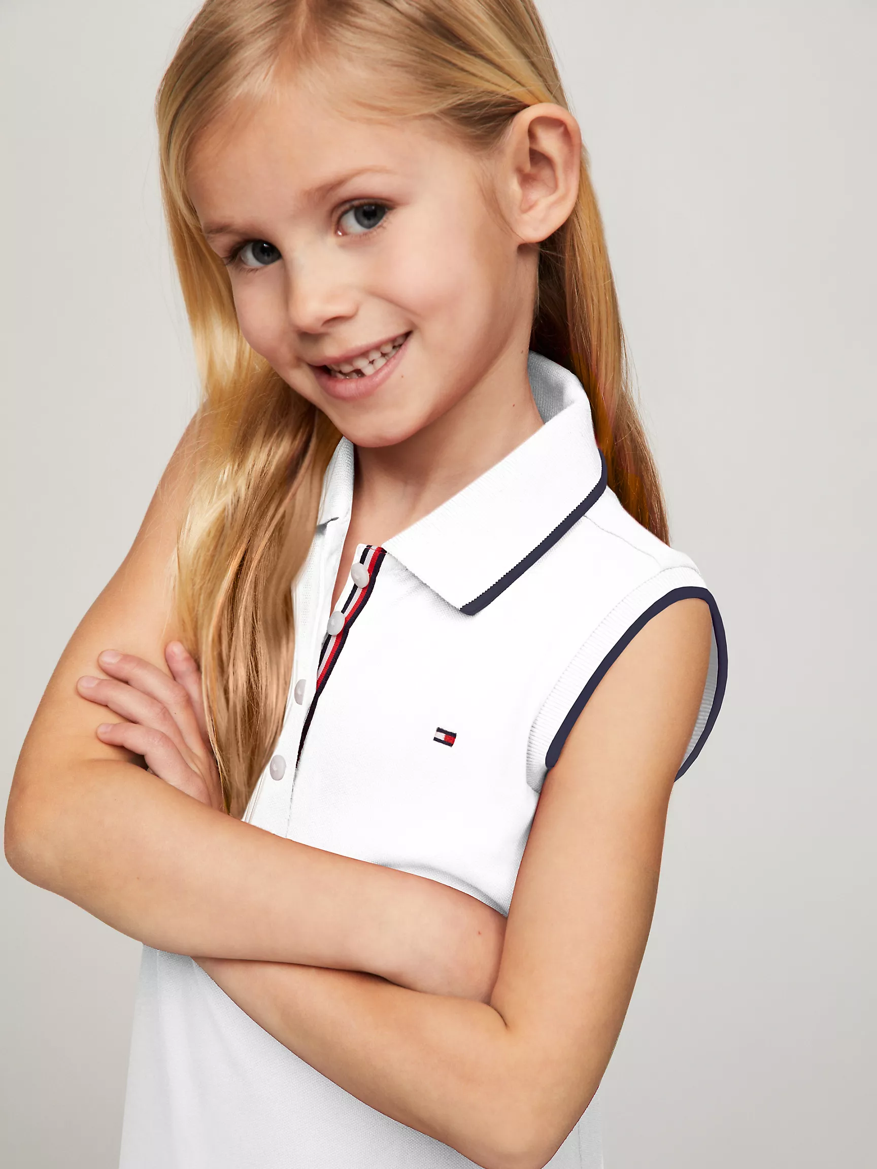 Платье для девочек Tommy Hilfiger, Детское поло-платье без рукавов с плиссировкой
