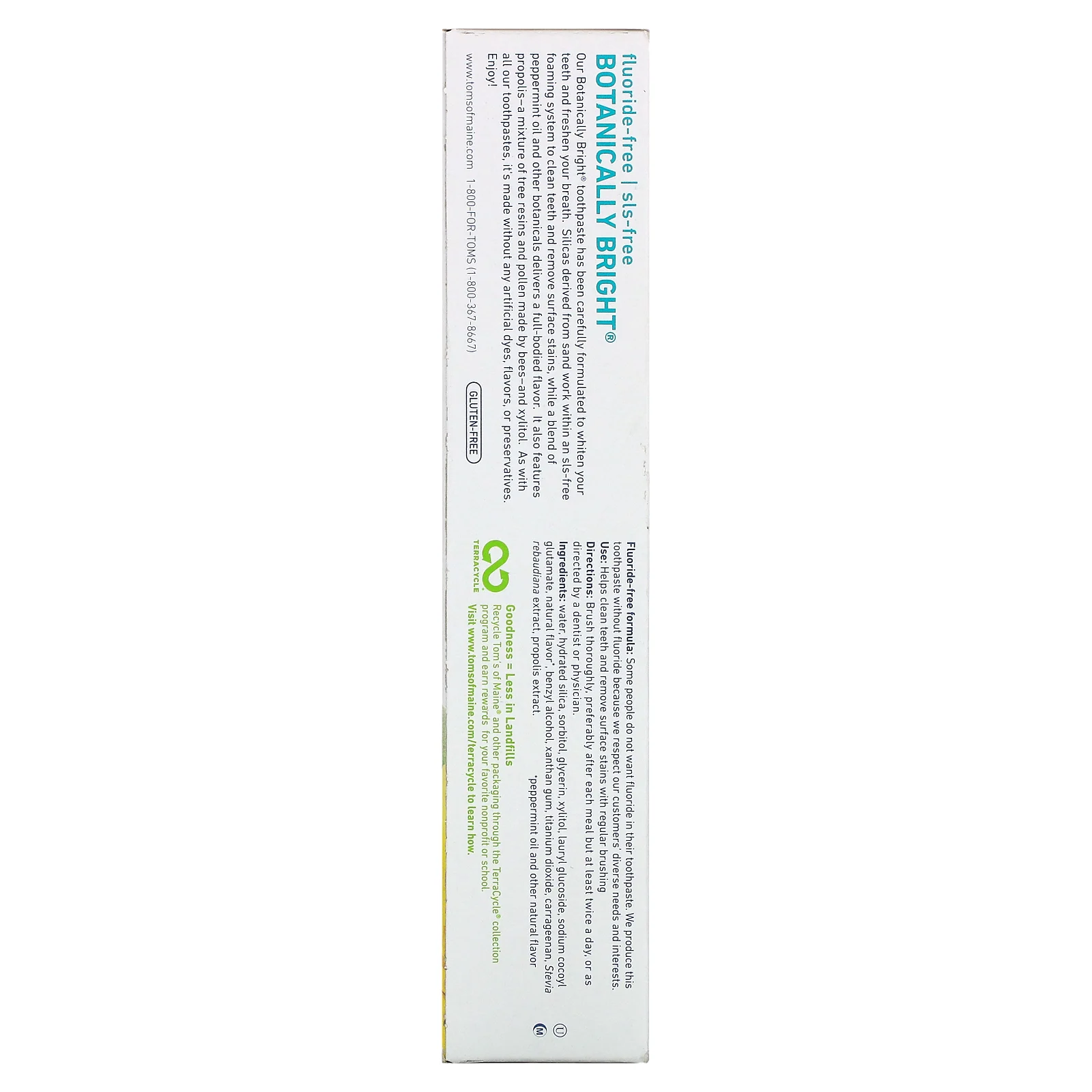 Tom's of Maine, Natural Botanically Bright Whitening Toothpaste, без фтора, перечная мята, 133 г (4,7 унции)