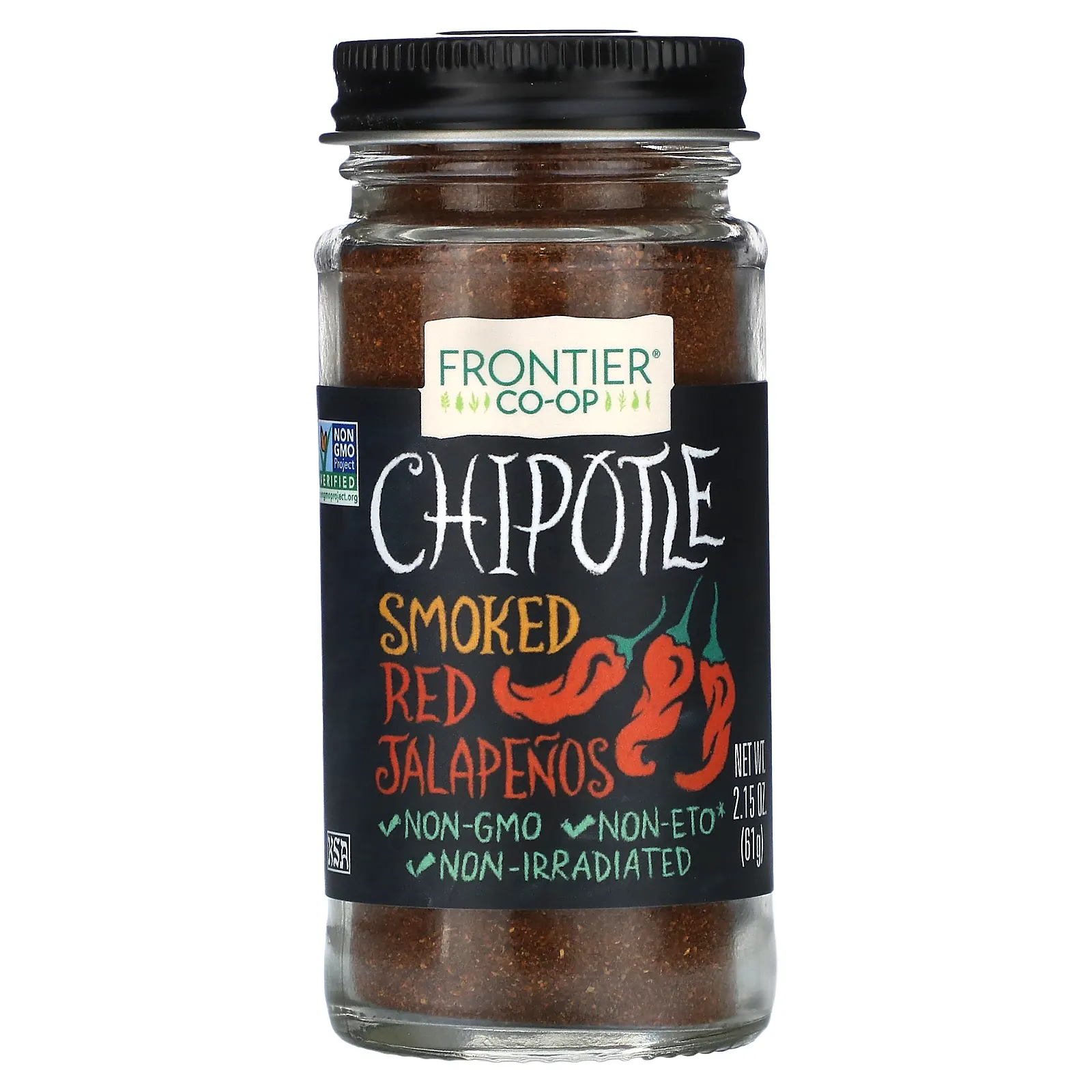 Frontier Co-op, Chipotle, копченый красный перец халапеньо, 61 г (2,15 унции)