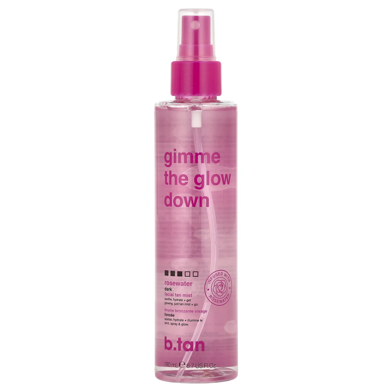 b.tan, Gimme The Glow Down, Dark, Facial Tan Mist, Rosewater, 6.7 fl oz (190 ml)