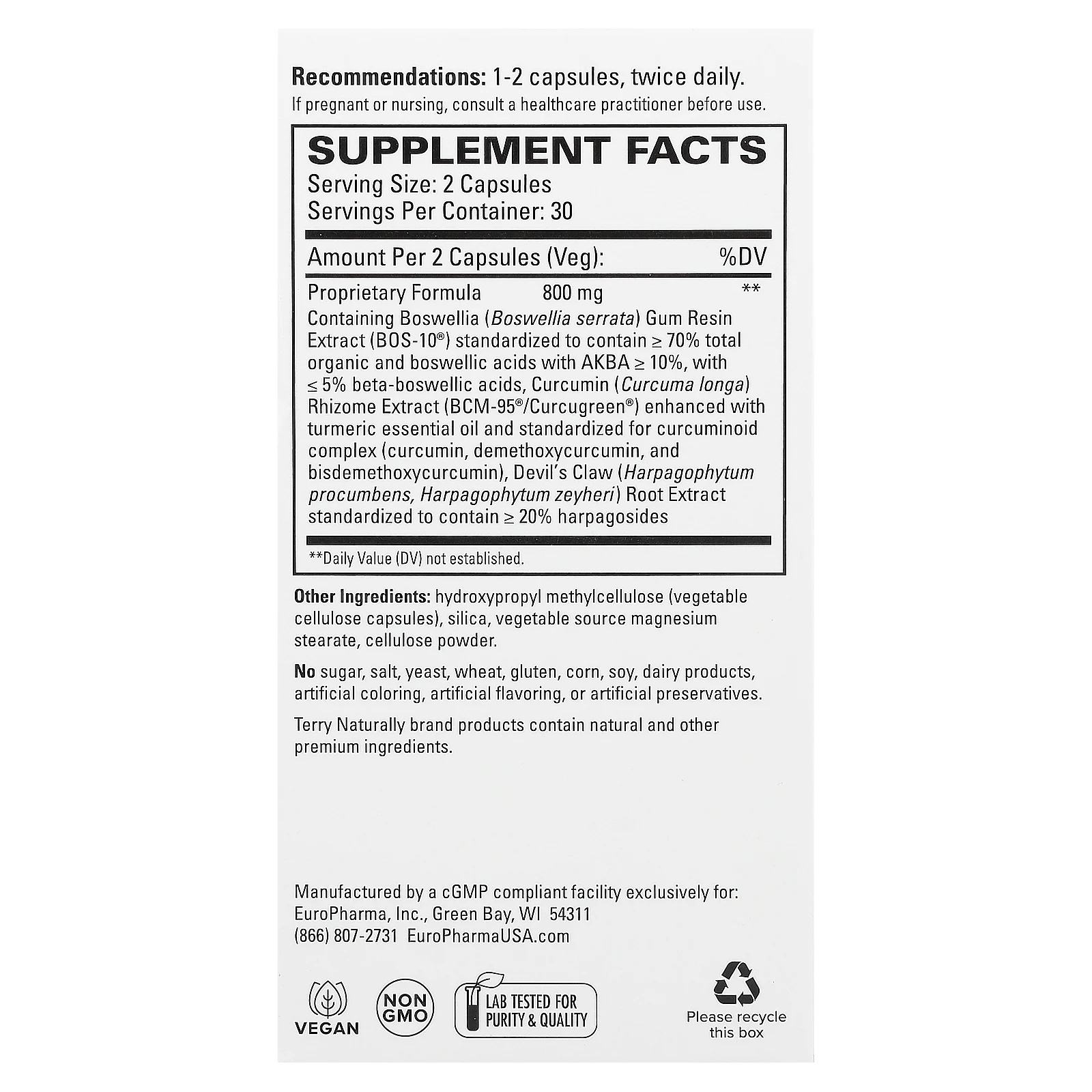 Terry Naturally, артоцин, 60 капсул