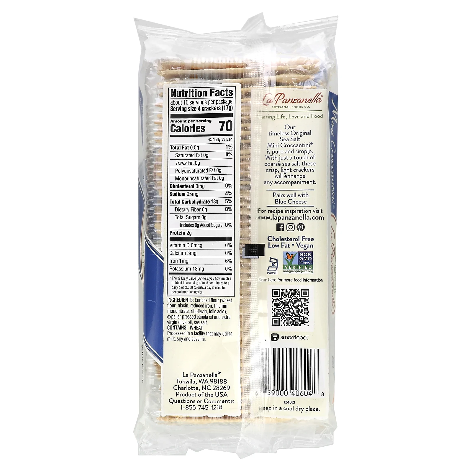 La Panzanella, Artisan Crackers, мини-крекеры Croccantini®, оригинальная морская соль, 170 г (6 унций)