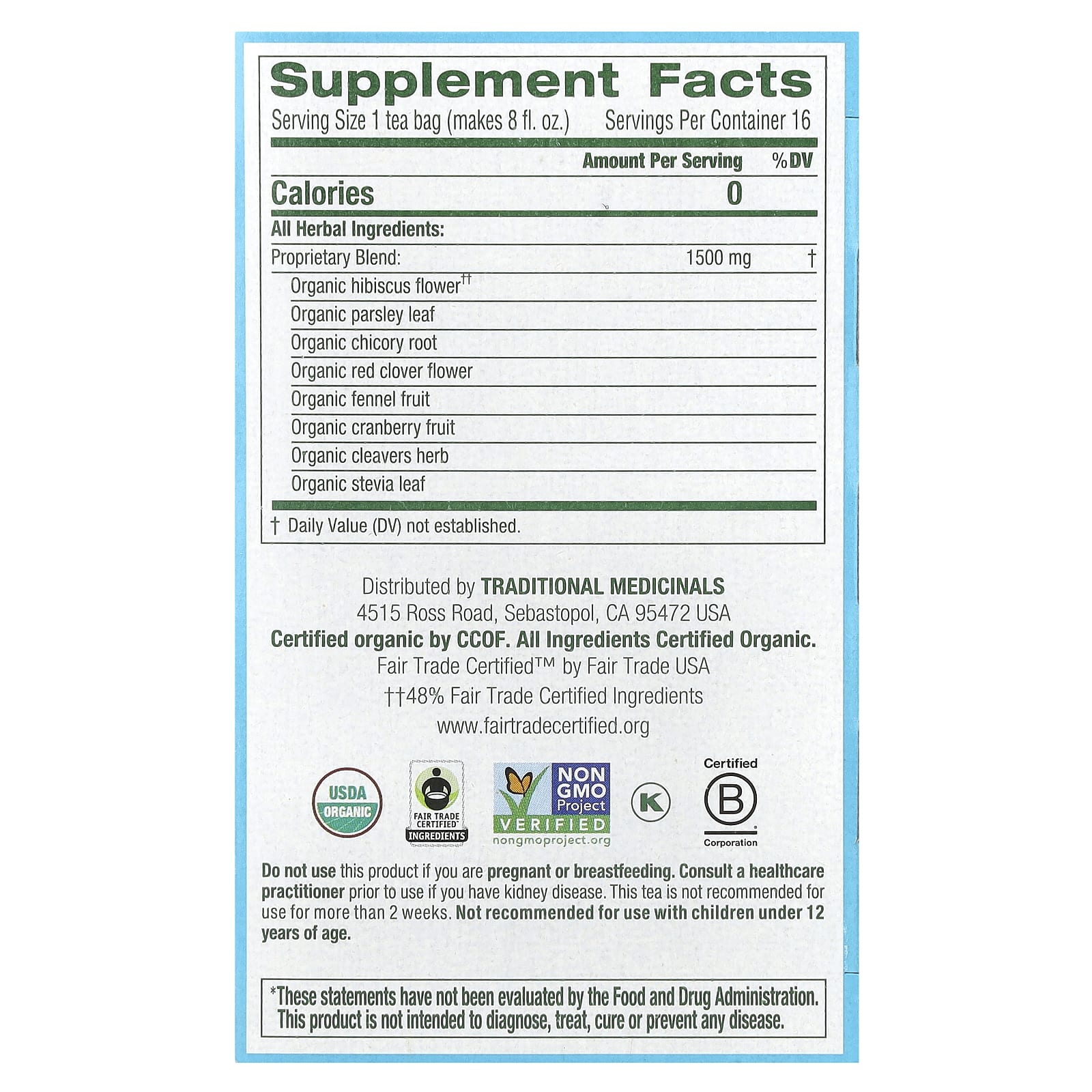 Traditional Medicinals, Organic Weightless, клюква, без кофеина, 16 чайных пакетиков, 24 г (0,85 унции)