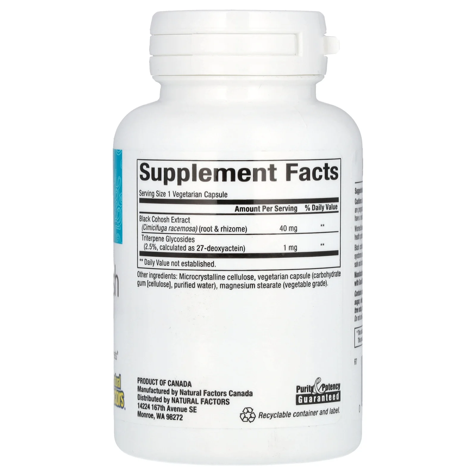 Natural Factors, WomenSense, экстракт черного кохоша, средство для облегчения менопаузы, 90 вегетарианских капсул