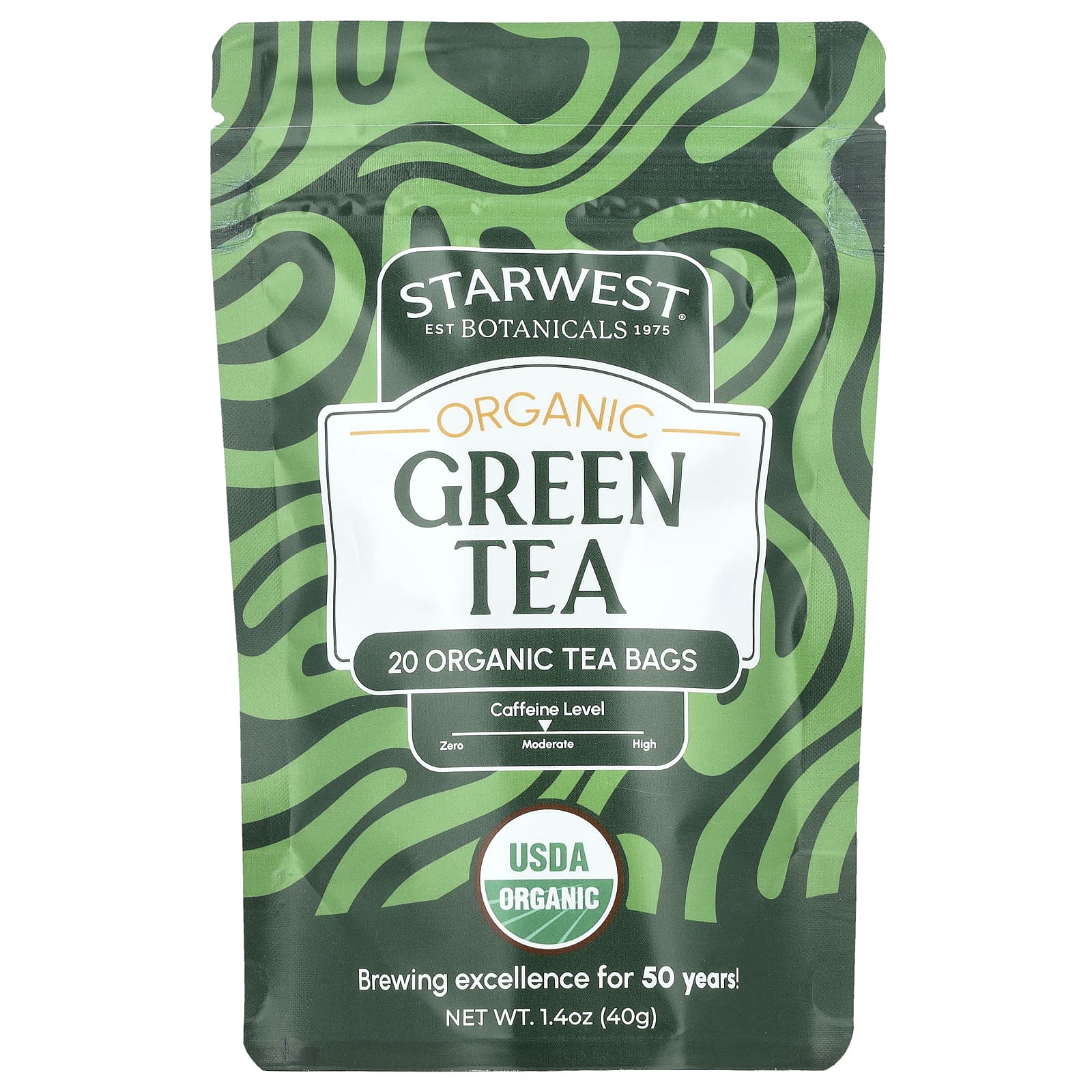 Starwest Botanicals, Органический зеленый чай, 20 чайных пакетиков, 40 г (1,4 унции)