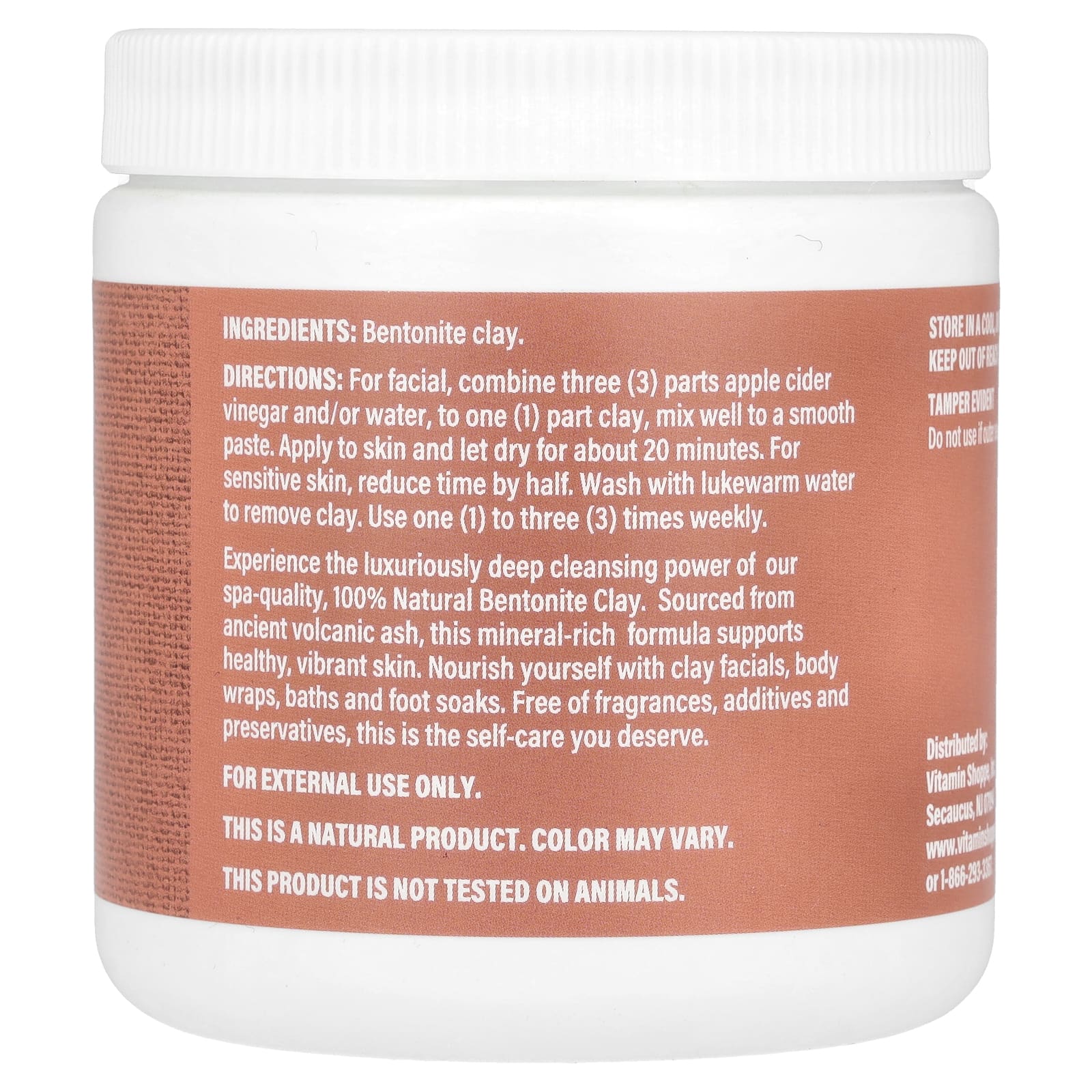 The Vitamin Shoppe, Успокаивающая маска для лица из 100% натуральной бентонитовой глины, без отдушек, 454 г (16 унций)