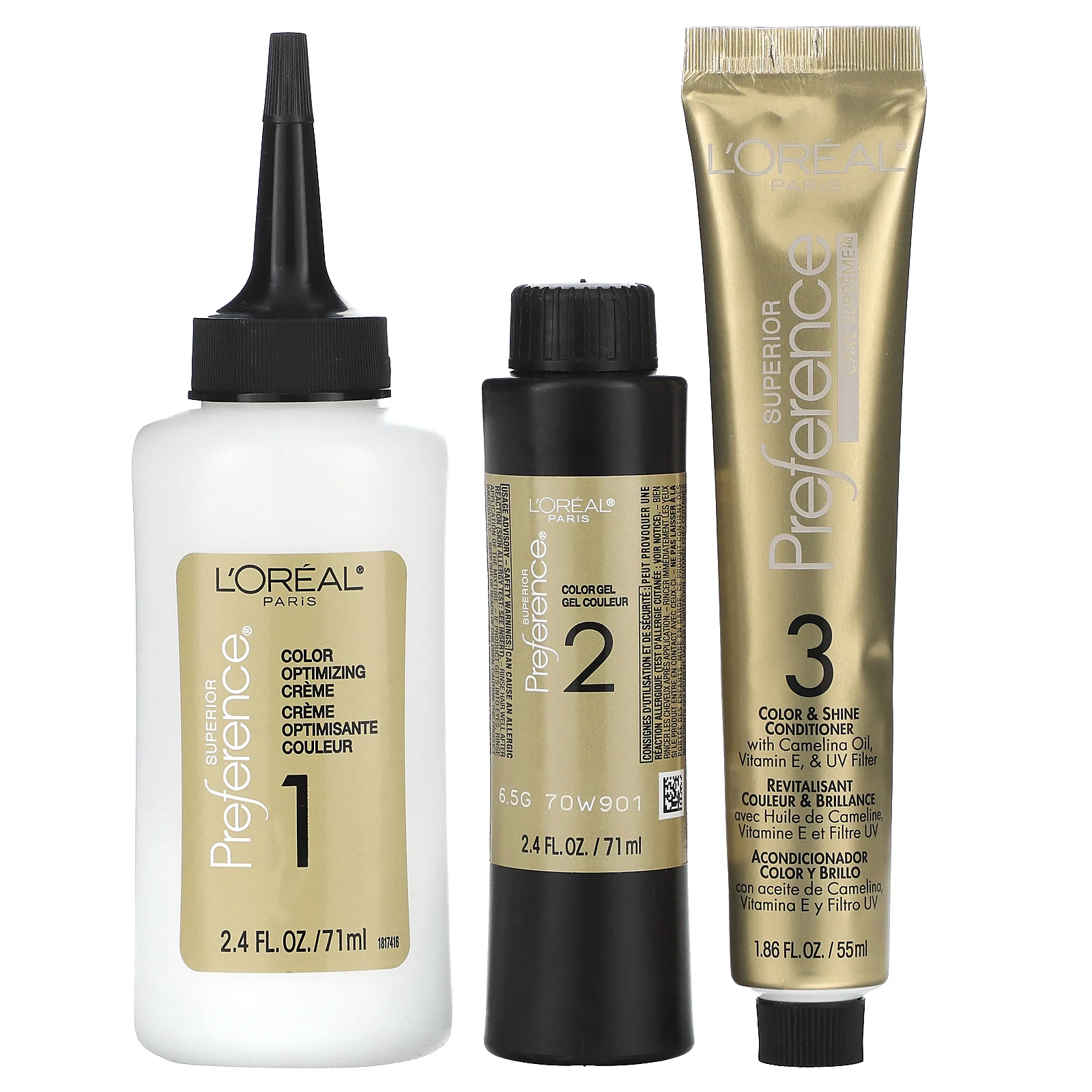 L'Oréal, Superior Preference, яркий, не выцветающий оттенок, 6 1/2 г (легчайший золотисто-коричневый), 1 нанесение
