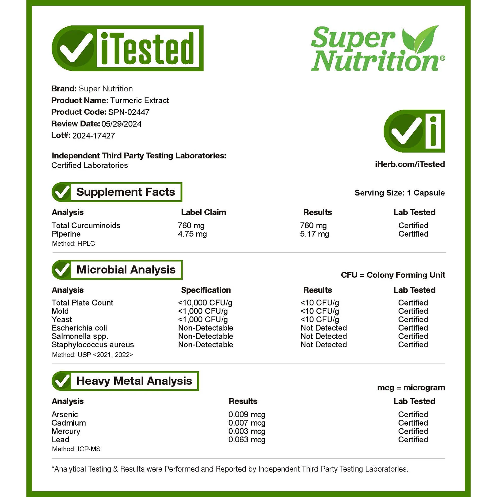 Super Nutrition, экстракт куркумы с Bioperine, 800 мг, 60 растительных капсул