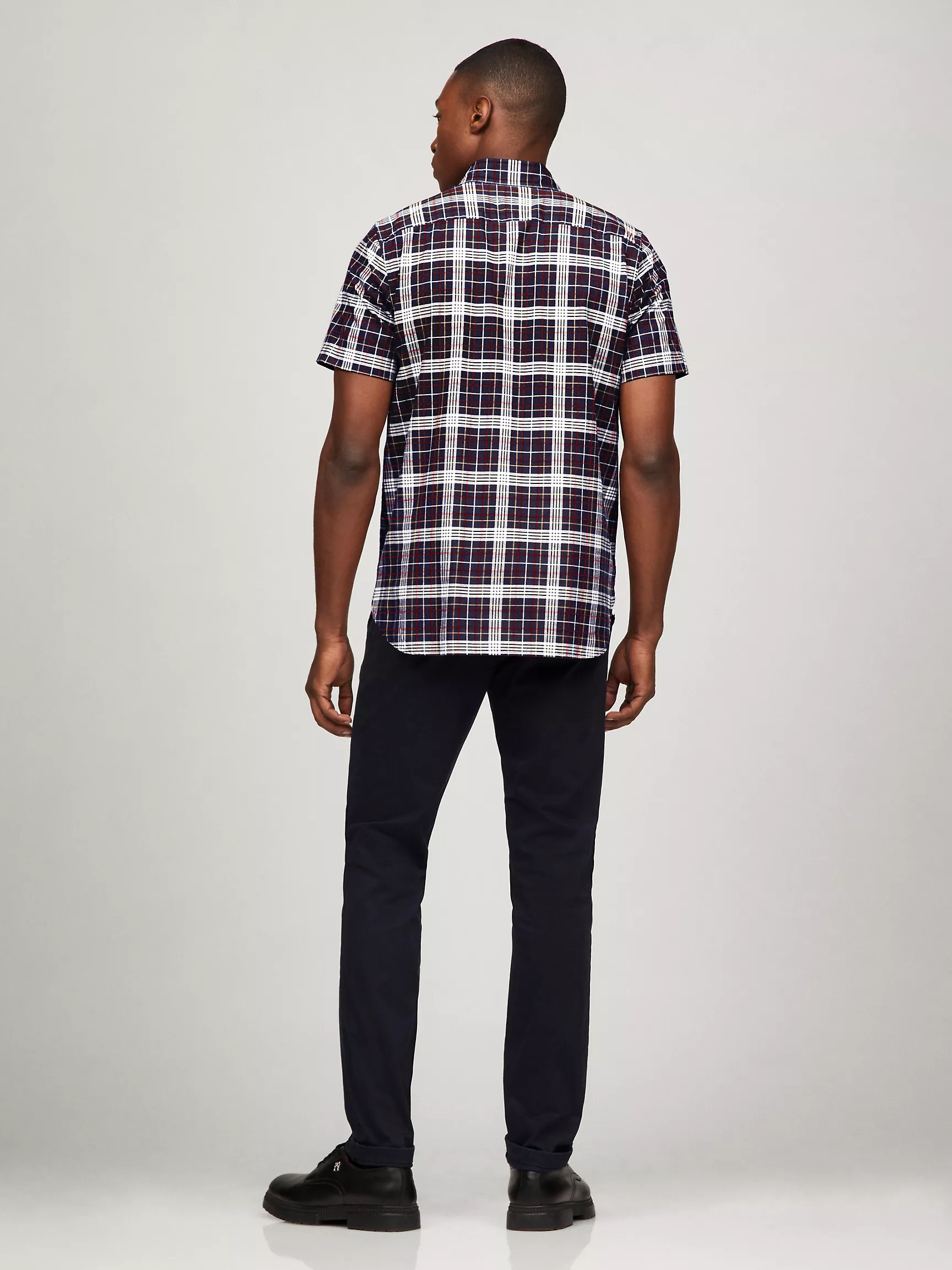 Мужская рубашка Tommy Hilfiger, Стандартная рубашка из оксфорда в клетку с короткими рукавами