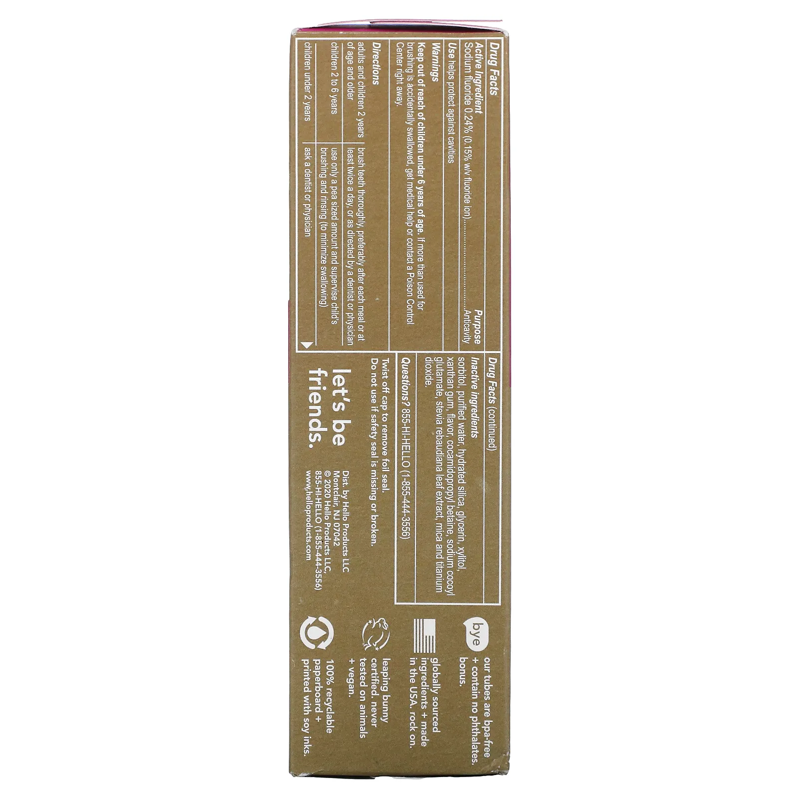 Hello, Unicorn Sparkle, для детей, зубная паста со фтором, со вкусом жевательной резинки, 119 г (4,2 унции)