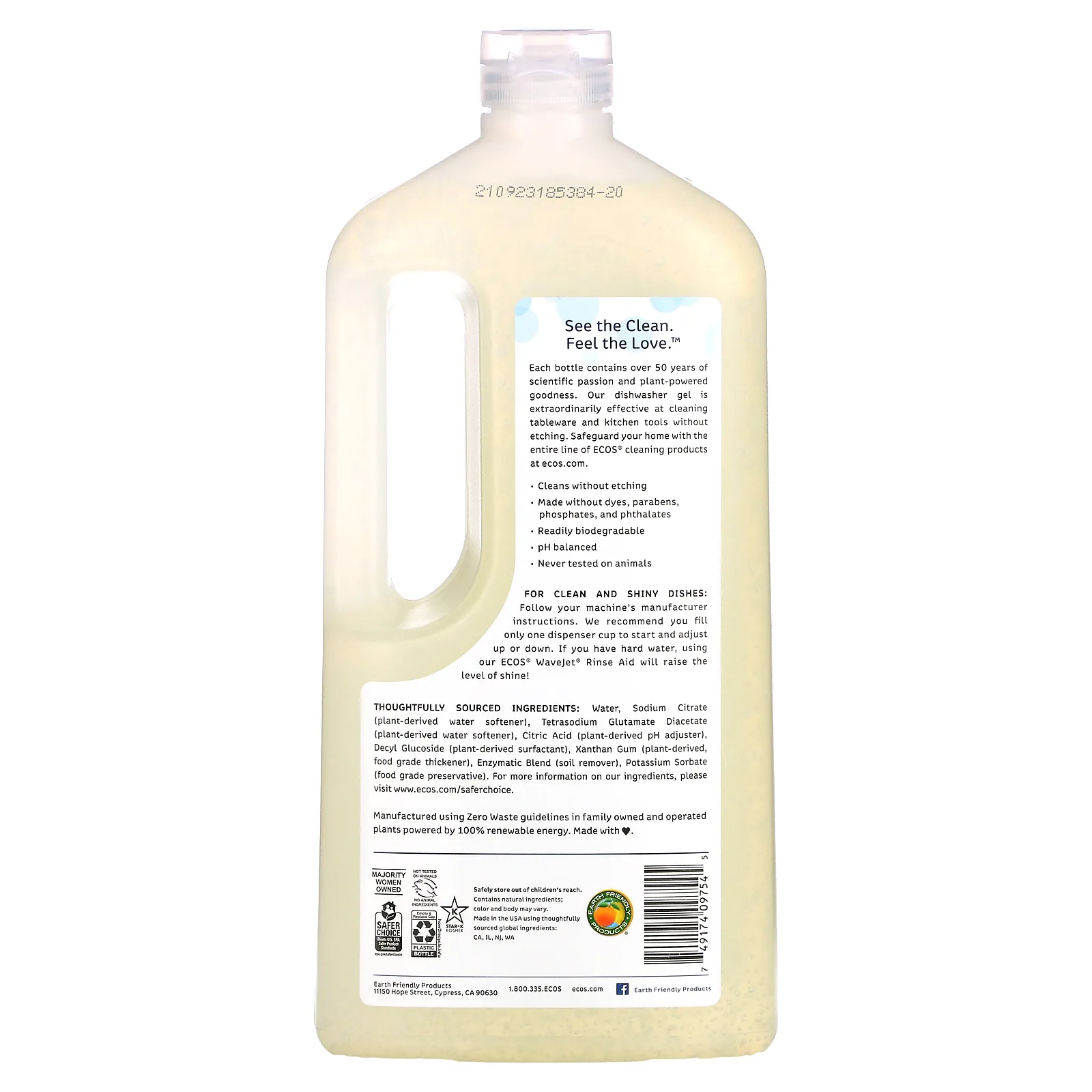 Earth Friendly Products, Wave, гель для посудомоечной машины, бесцветный и прозрачный, 1,18 л (40 жидк. Унций)