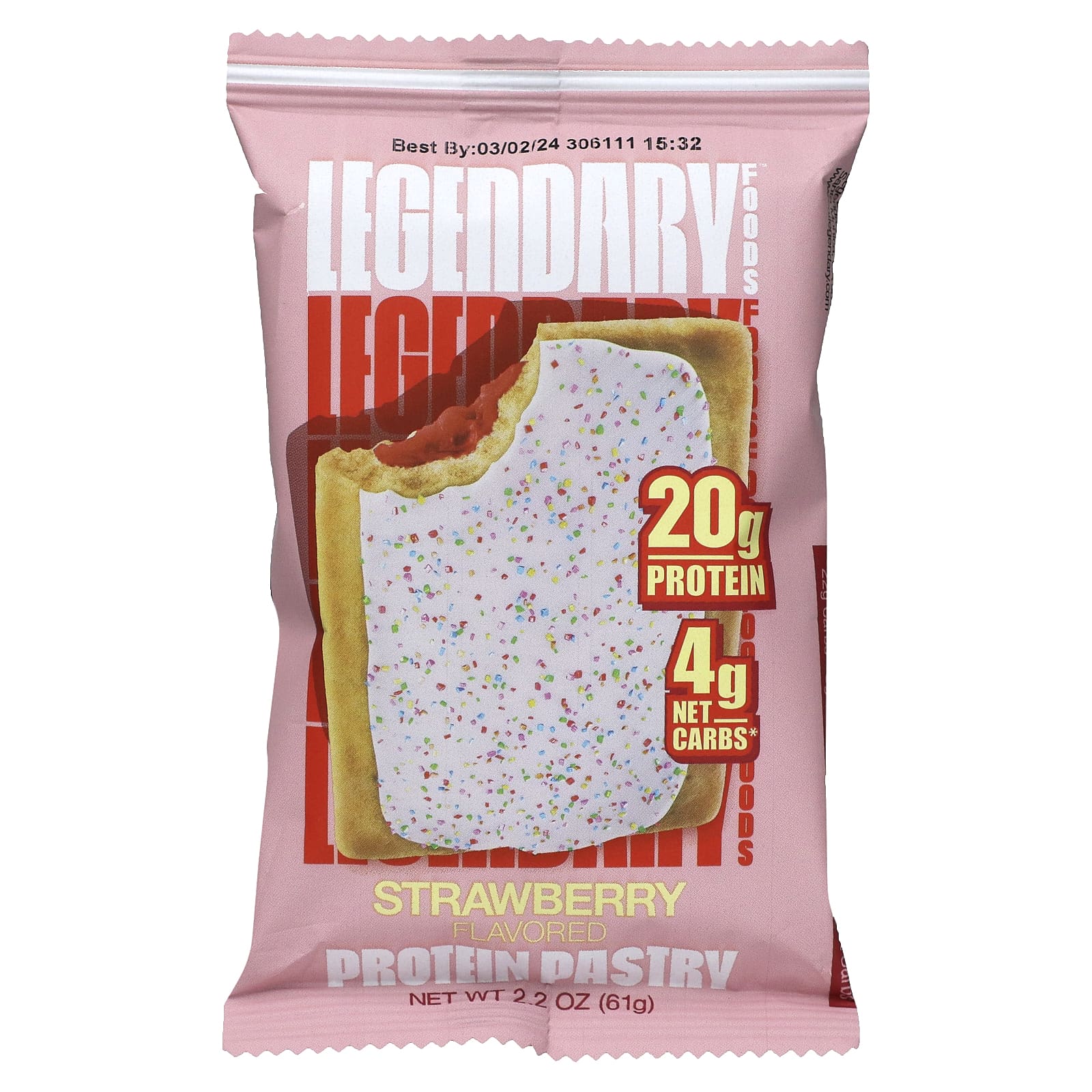 Legendary Foods, Protein Pastry, клубника, 10 пакетиков, 61 г (2,2 унции)