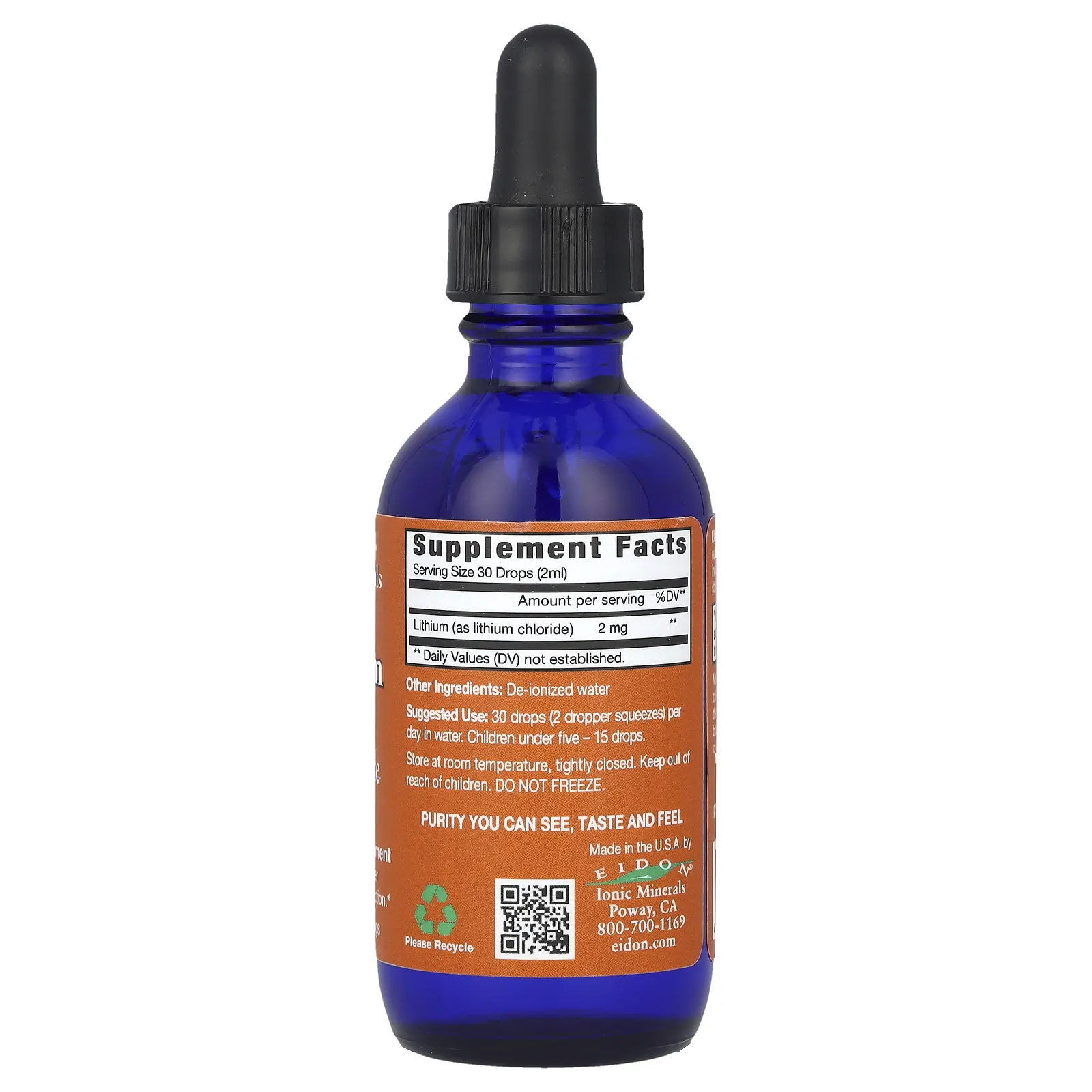 Eidon Ionic Minerals, Литий, жидкий концентрат, 60 мл (2 унции)