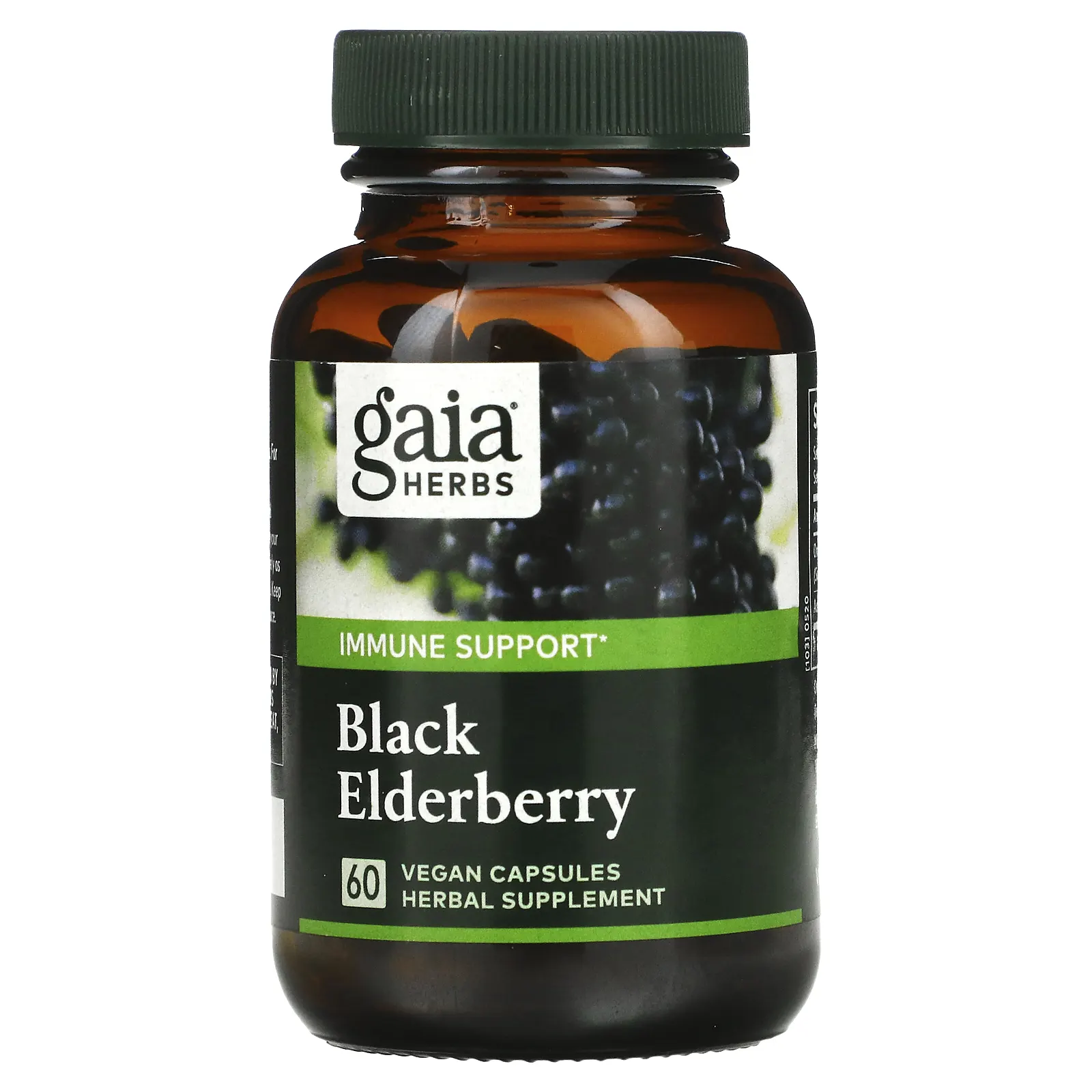 Gaia Herbs, черная бузина с фруктами ацеролы, 60 веганских капсул
