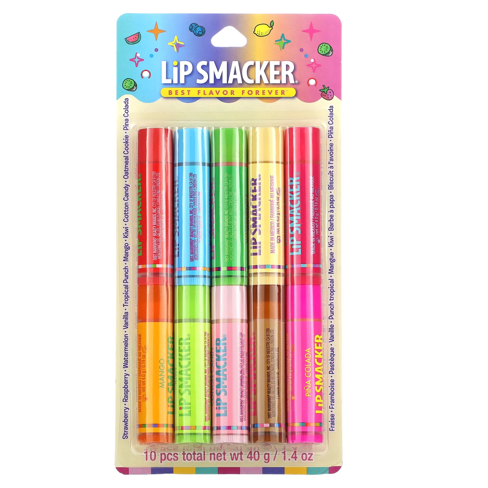 Lip Smacker, Бальзам для губ, ассорти, 10 упаковок, 4 г (0,14 унции)