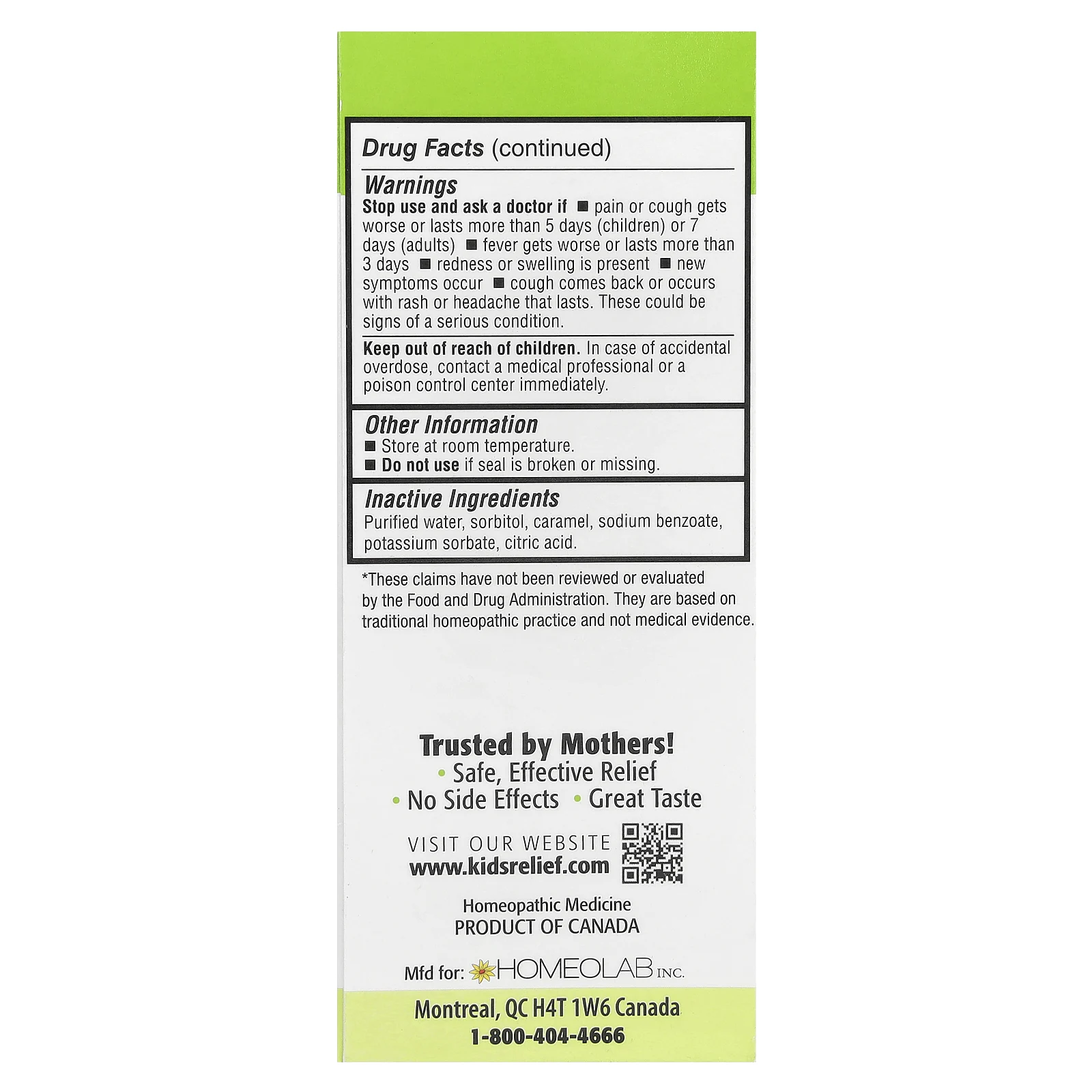 Homeolab USA, Kids Relief, сироп от кашля и простуды, для детей 0–12 лет, 100 мл (3,4 жидк. Унции)