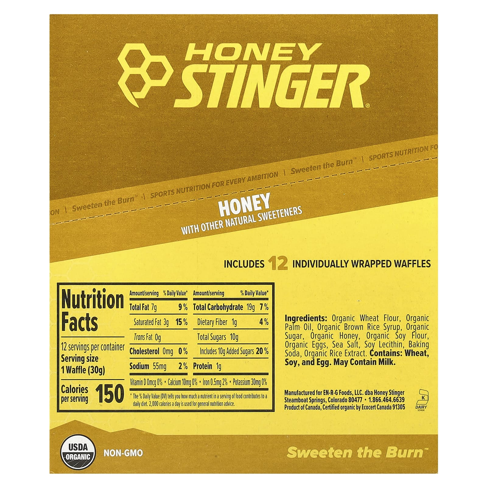 Honey Stinger, Energy Waffle, с медом, 12 вафель по 30 г (1,06 унции)