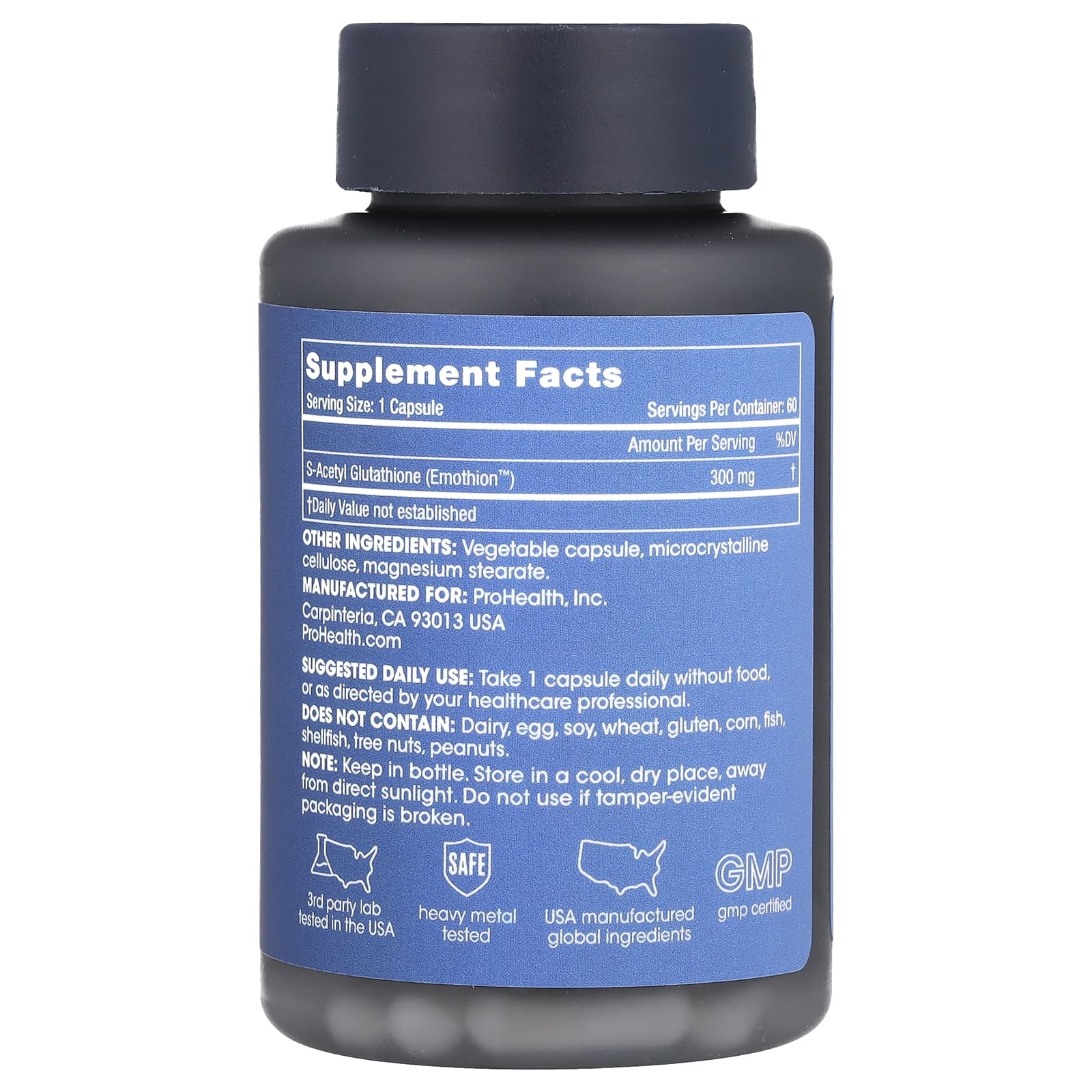 ProHealth Longevity, Emothion, S-ацетилглутатион, 300 мг, 60 капсул