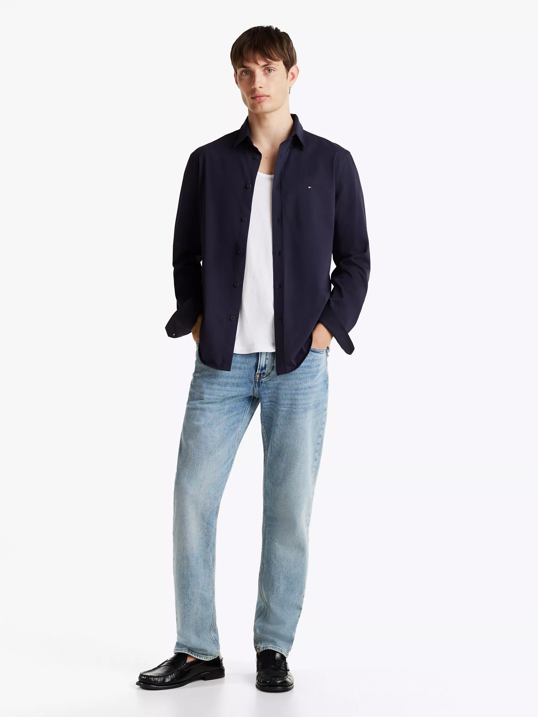 Мужская рубашка Tommy Hilfiger, Приталенная рубашка из трикотажа Interlock